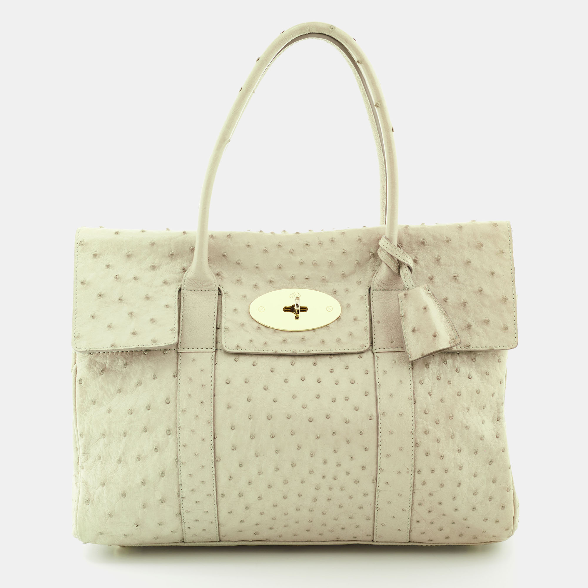Pre-owned Mulberry Pale Green Ostrich Bayswater Satchel