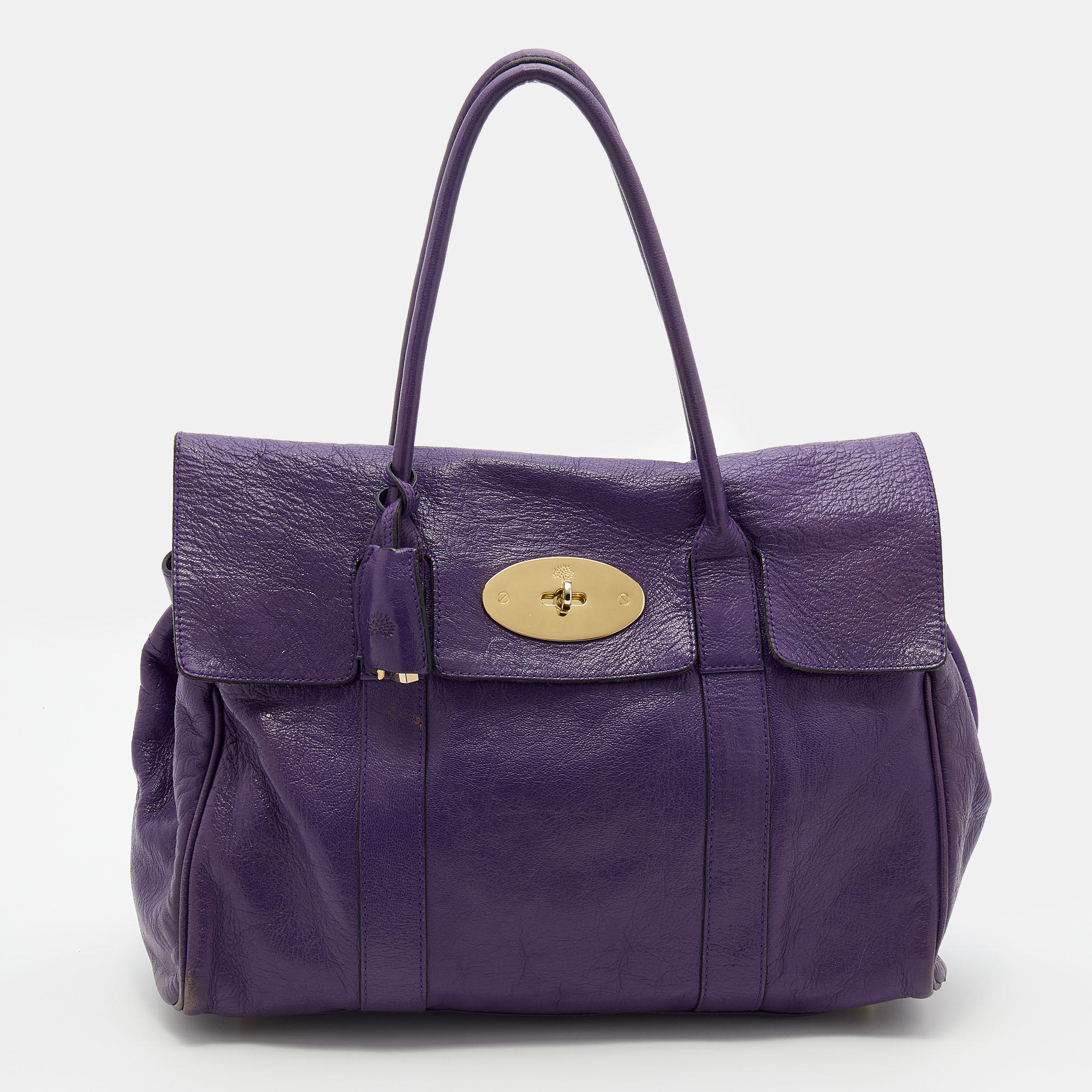Pre-owned Mulberry Purple Leather Bayswater Satchel