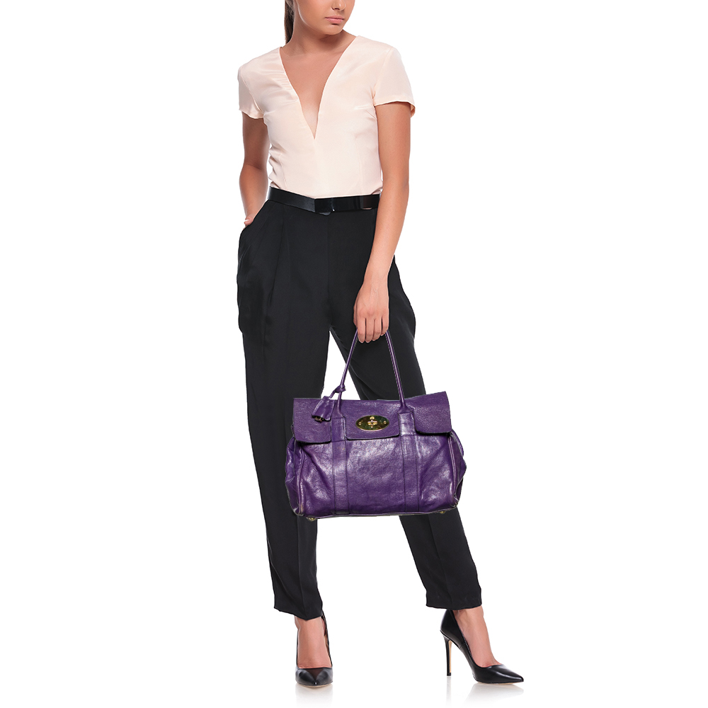 

Mulberry Purple Leather Bayswater Satchel