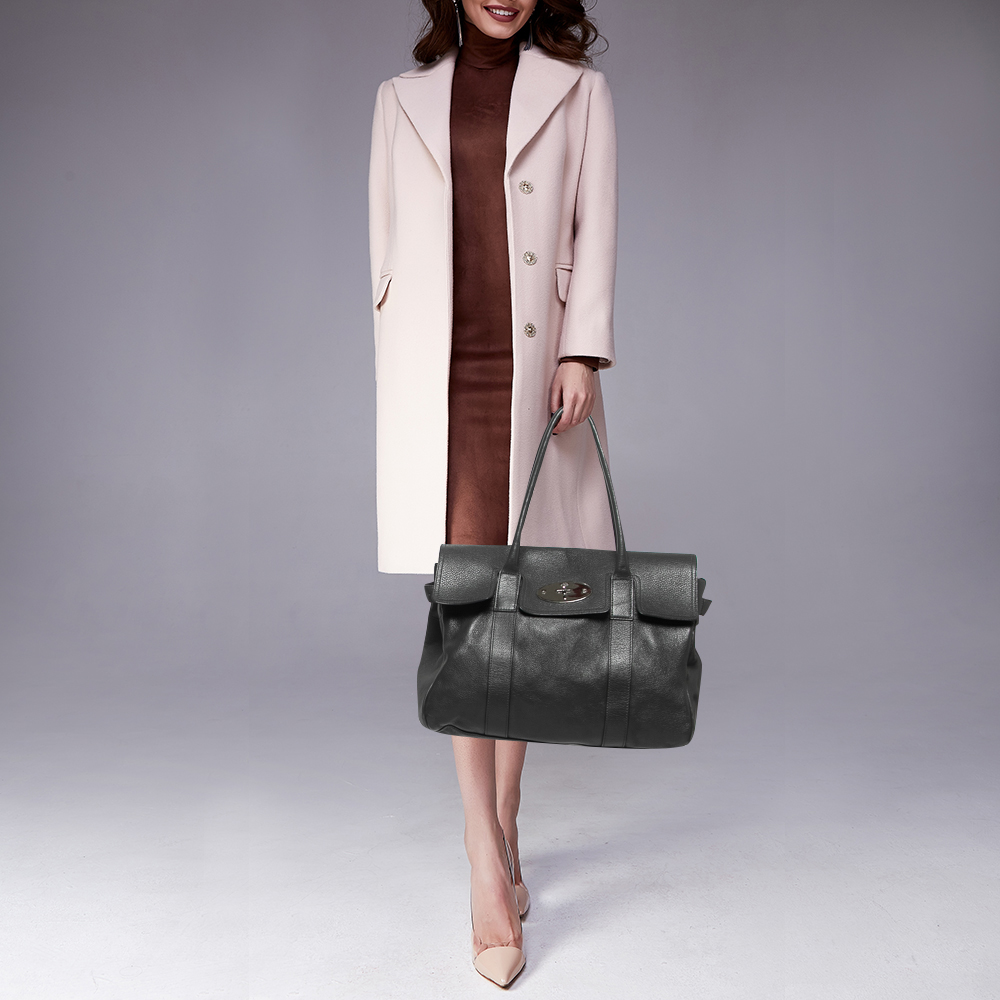 

Mulberry Dark Grey Leather Bayswater Satchel