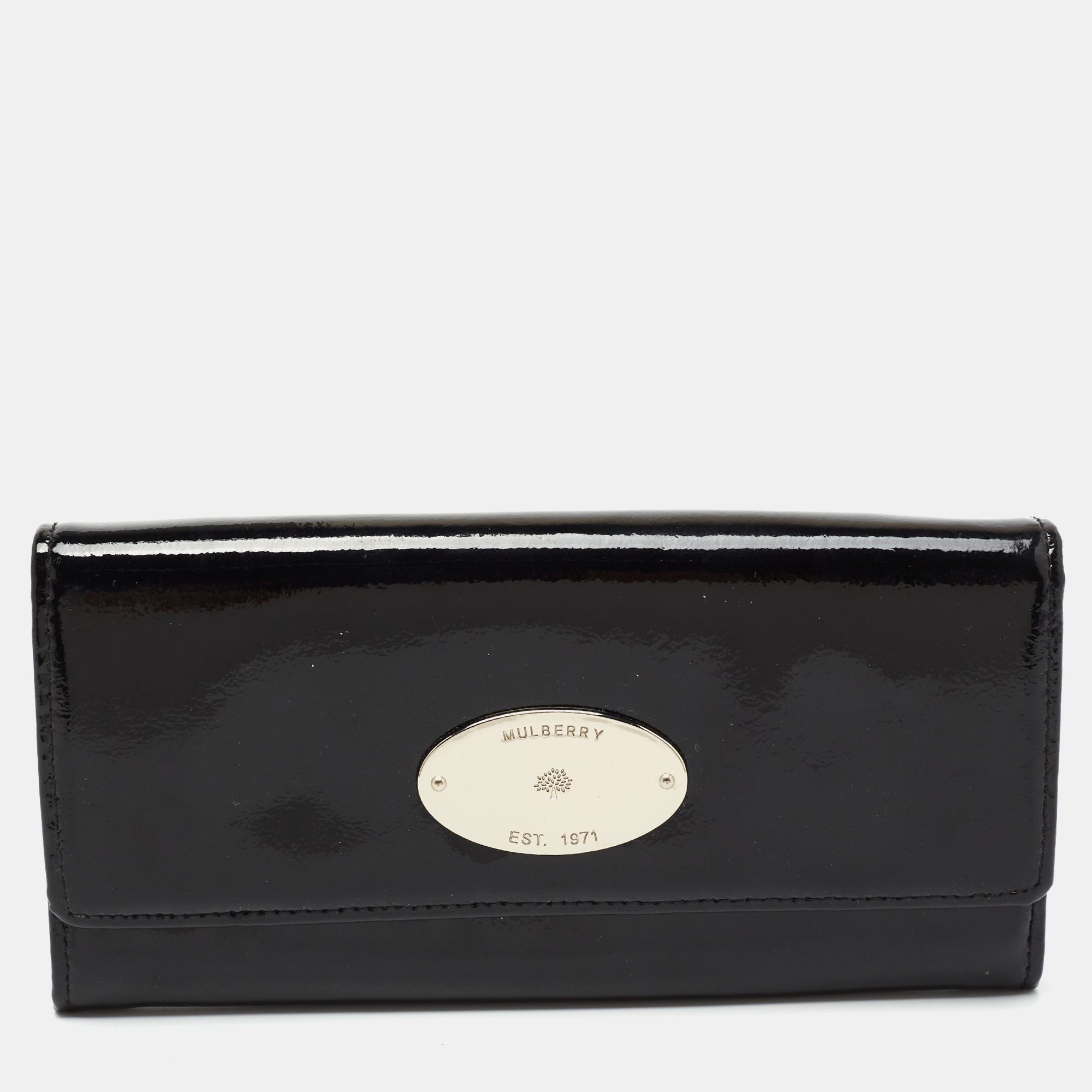 Mulberry Black Textured Leather Mila Zip Around Wallet