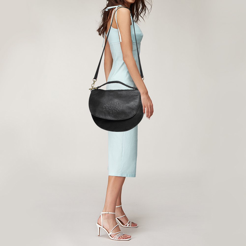 

Mulberry Black Leather Effie Flap Hobo