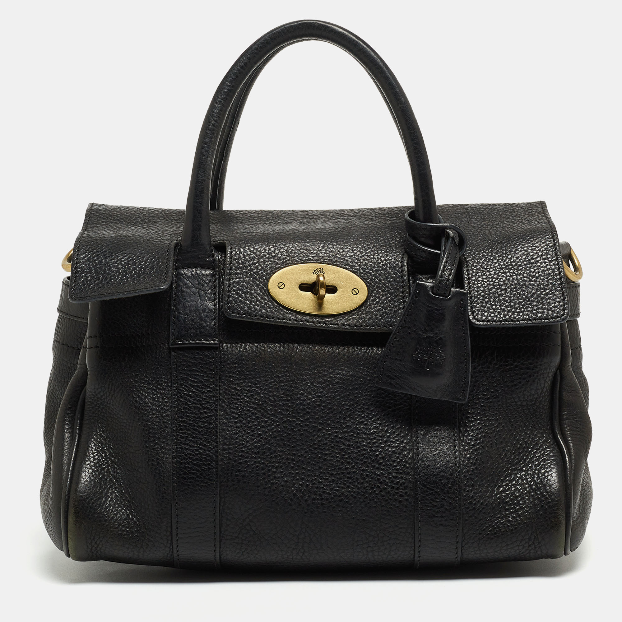 

Mulberry Black Grain Leather  Bayswater Satchel