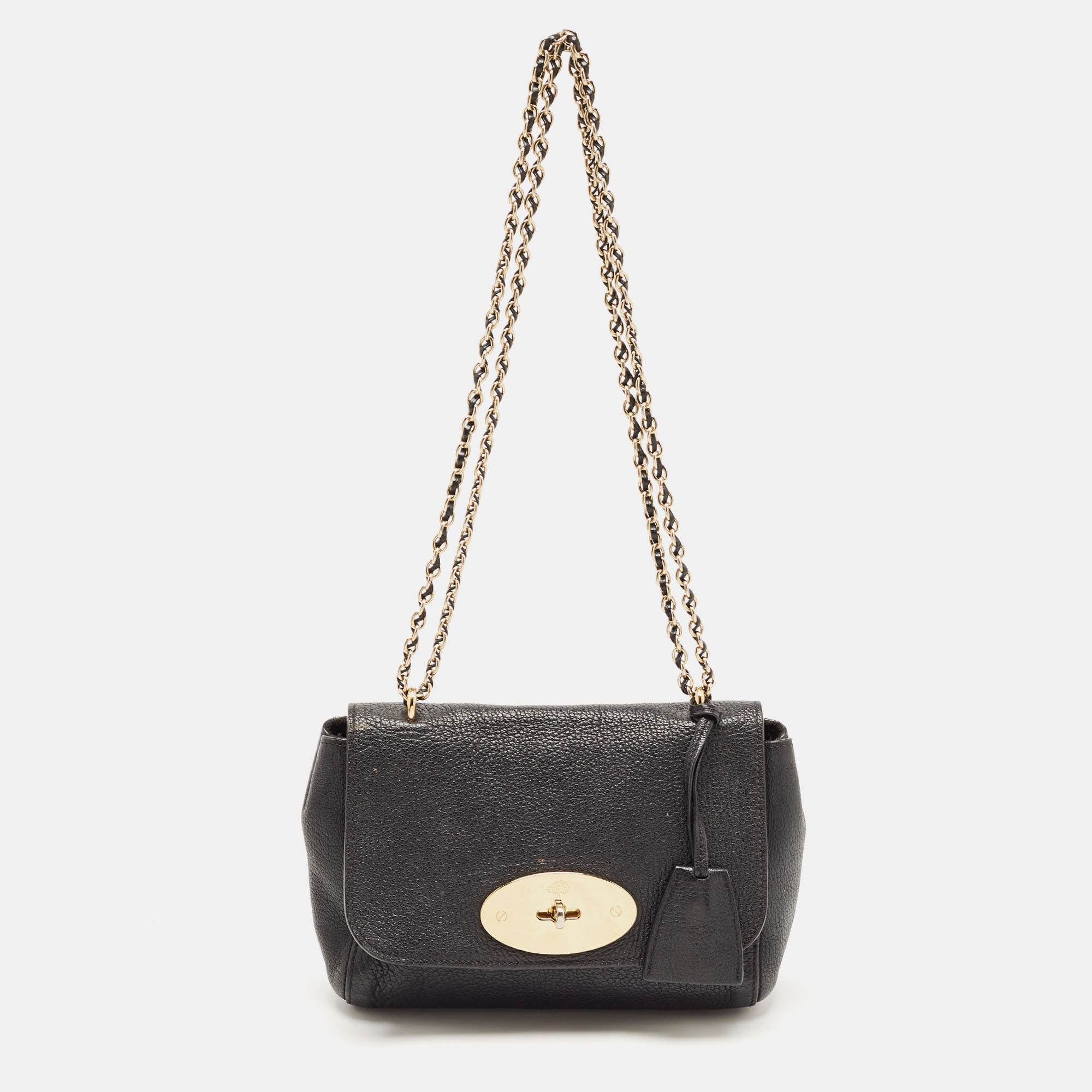 Pre Owned Mulberry Black Leather Small Lily Flap Shoulder Bag