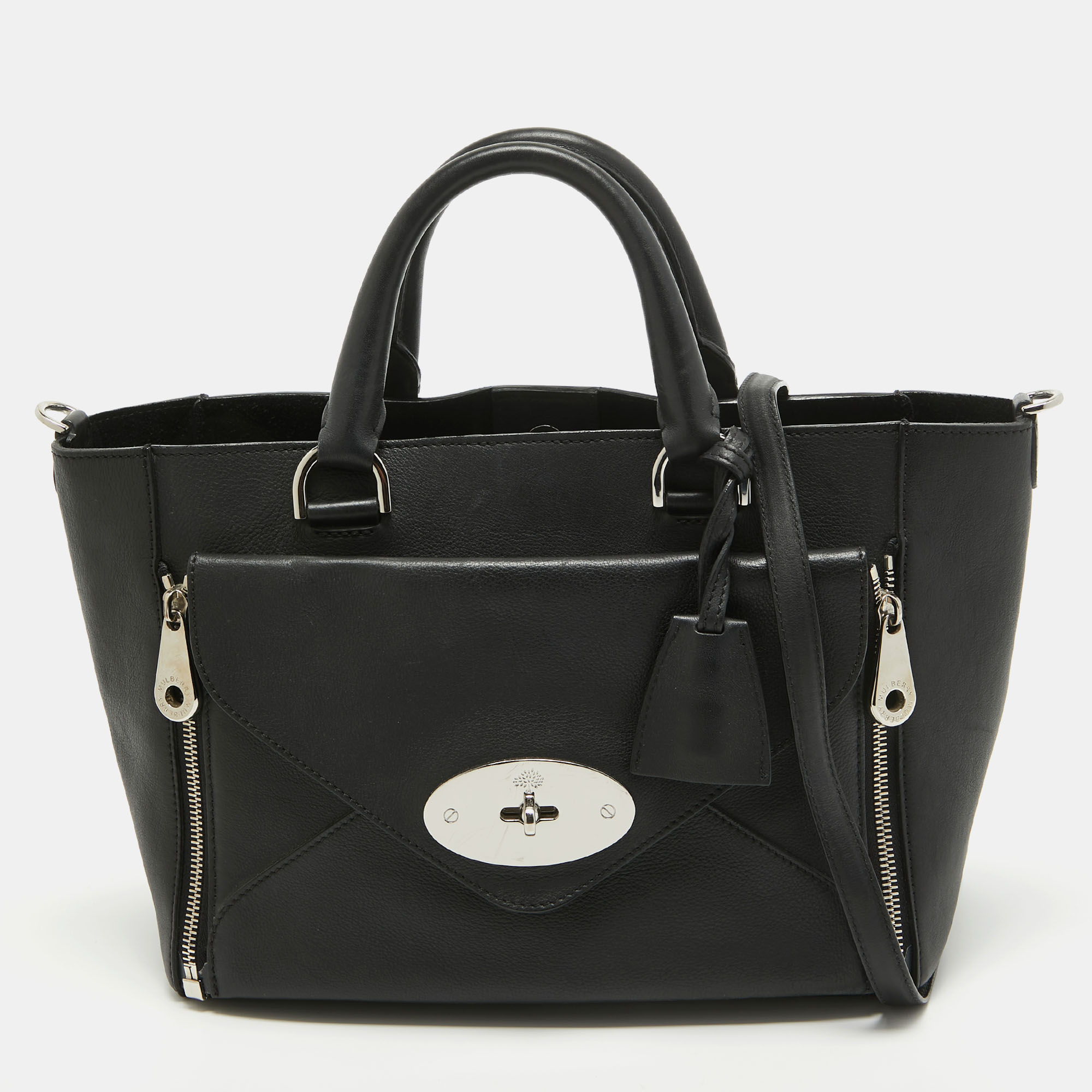 Pre-owned Mulberry Black Leather Small Willow Tote