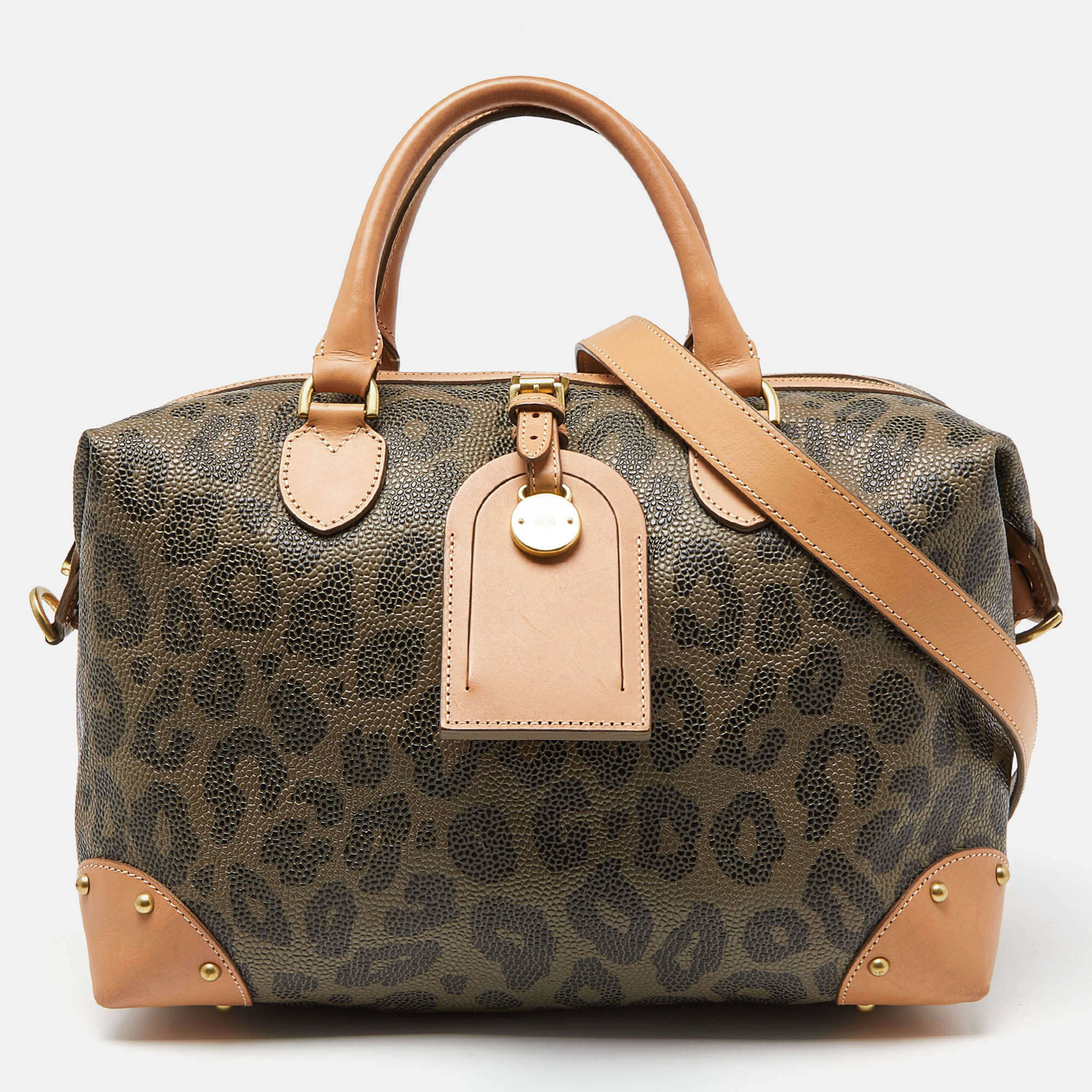 

Mulberry Multicolor Leopard Print Coated Canvas and Leather Boston Bag