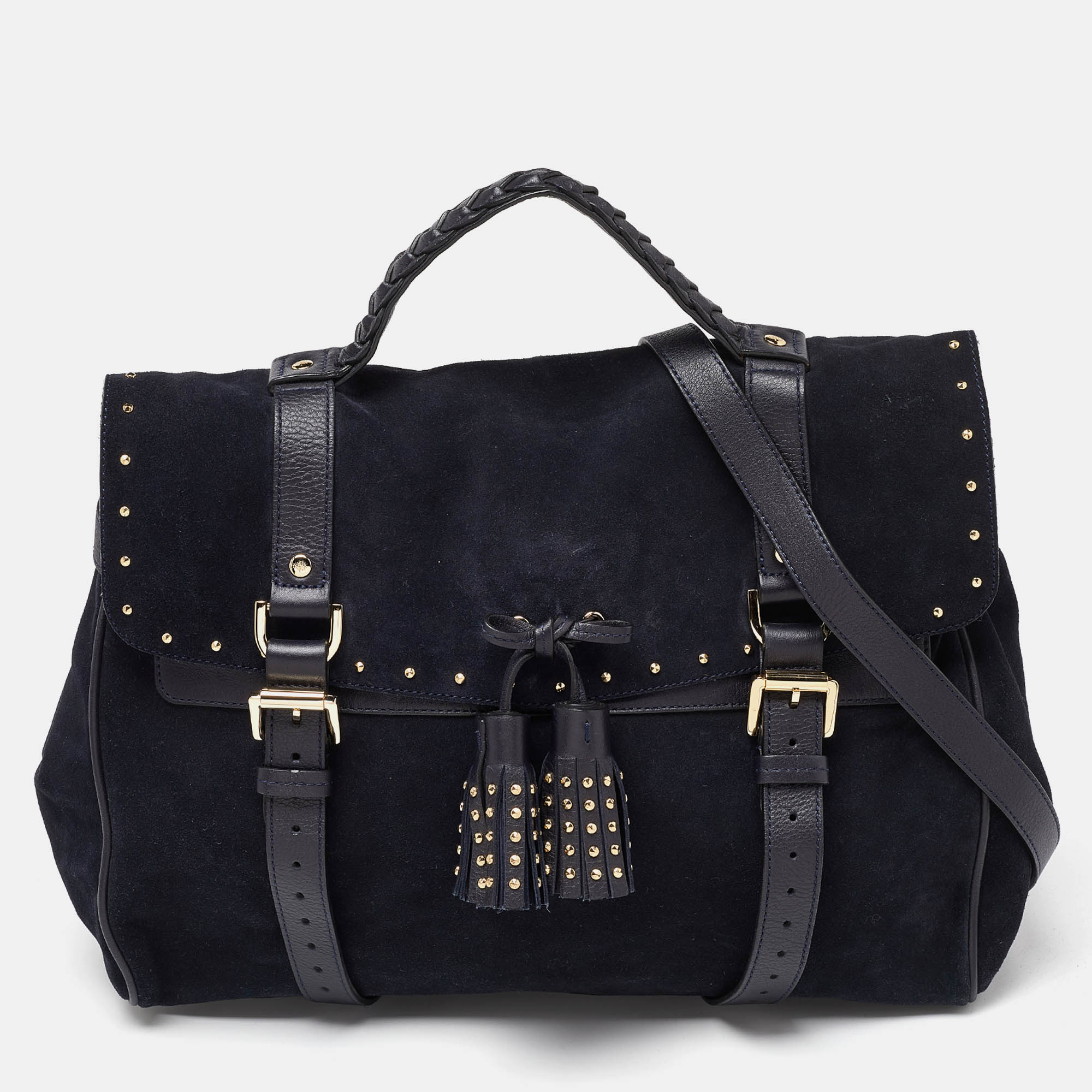 

Mulberry Navy Blue Suede and Leather Oversized Alexa Satchel