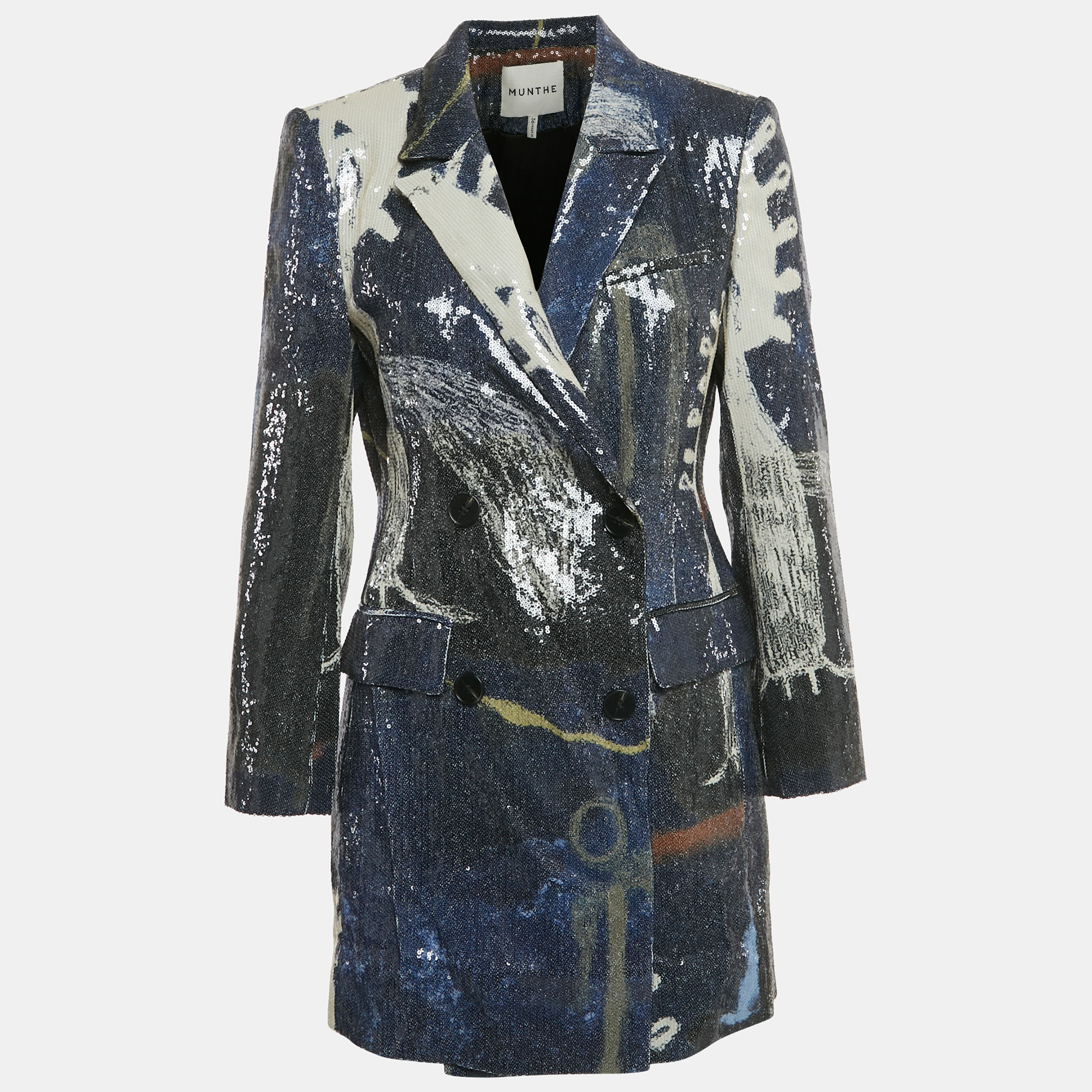 

Munthe Blue Abstract Sequin Blazer M