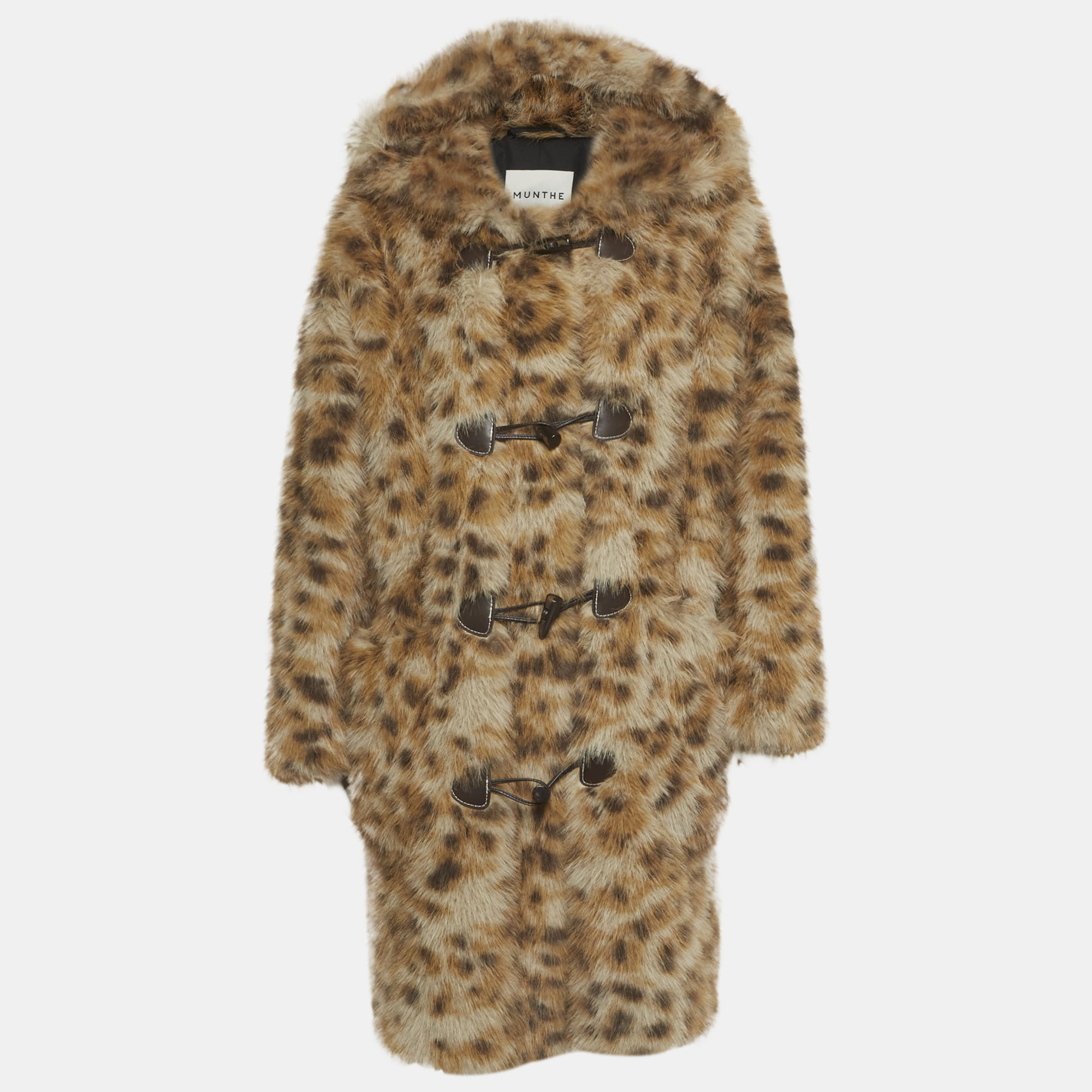 

Munthe Brown Leopard Print Fuax Fur Lessiah Coat S