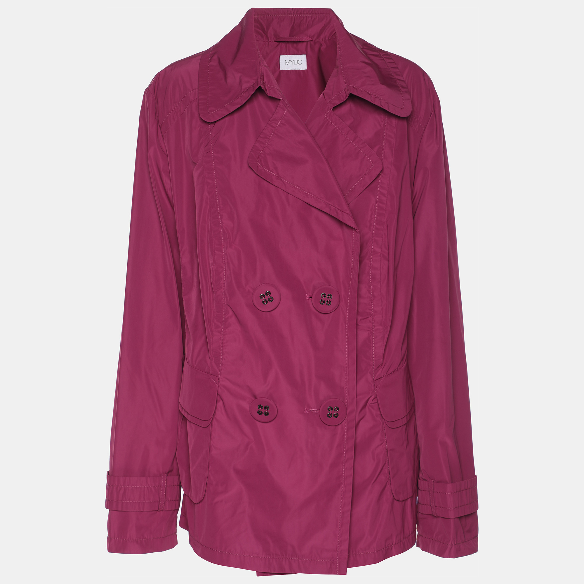 

MYBC Pink Nylon Double Breasted Belted Blazer XL
