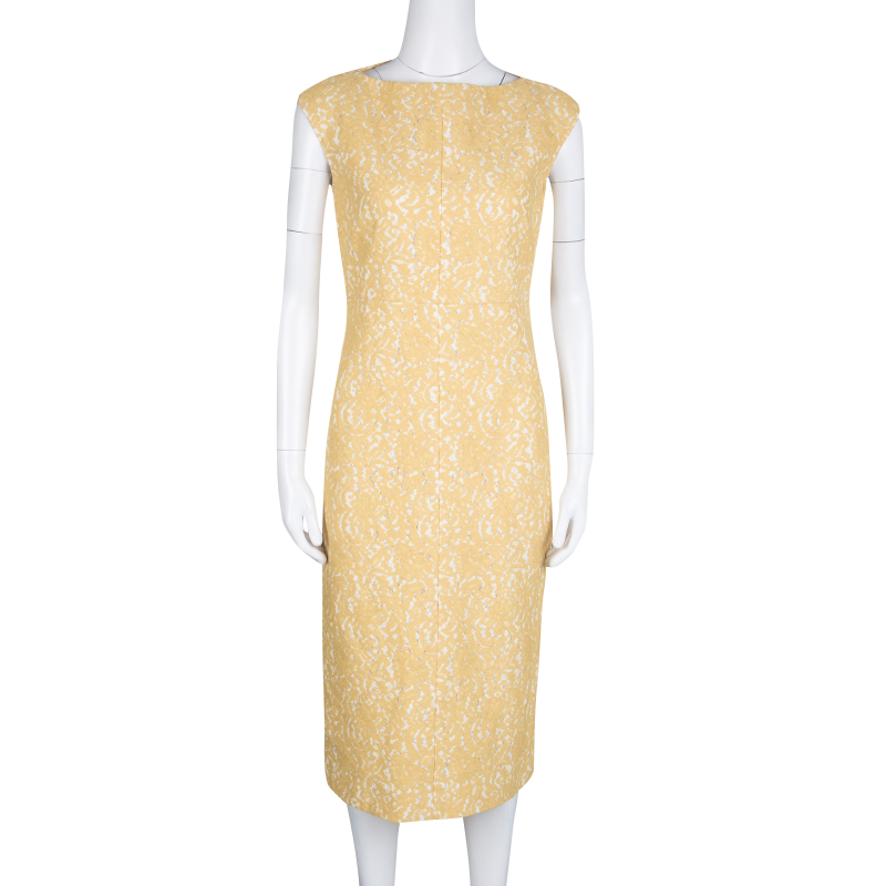 

N21 Yellow Lace Sleeveless Midi Sheath Dress
