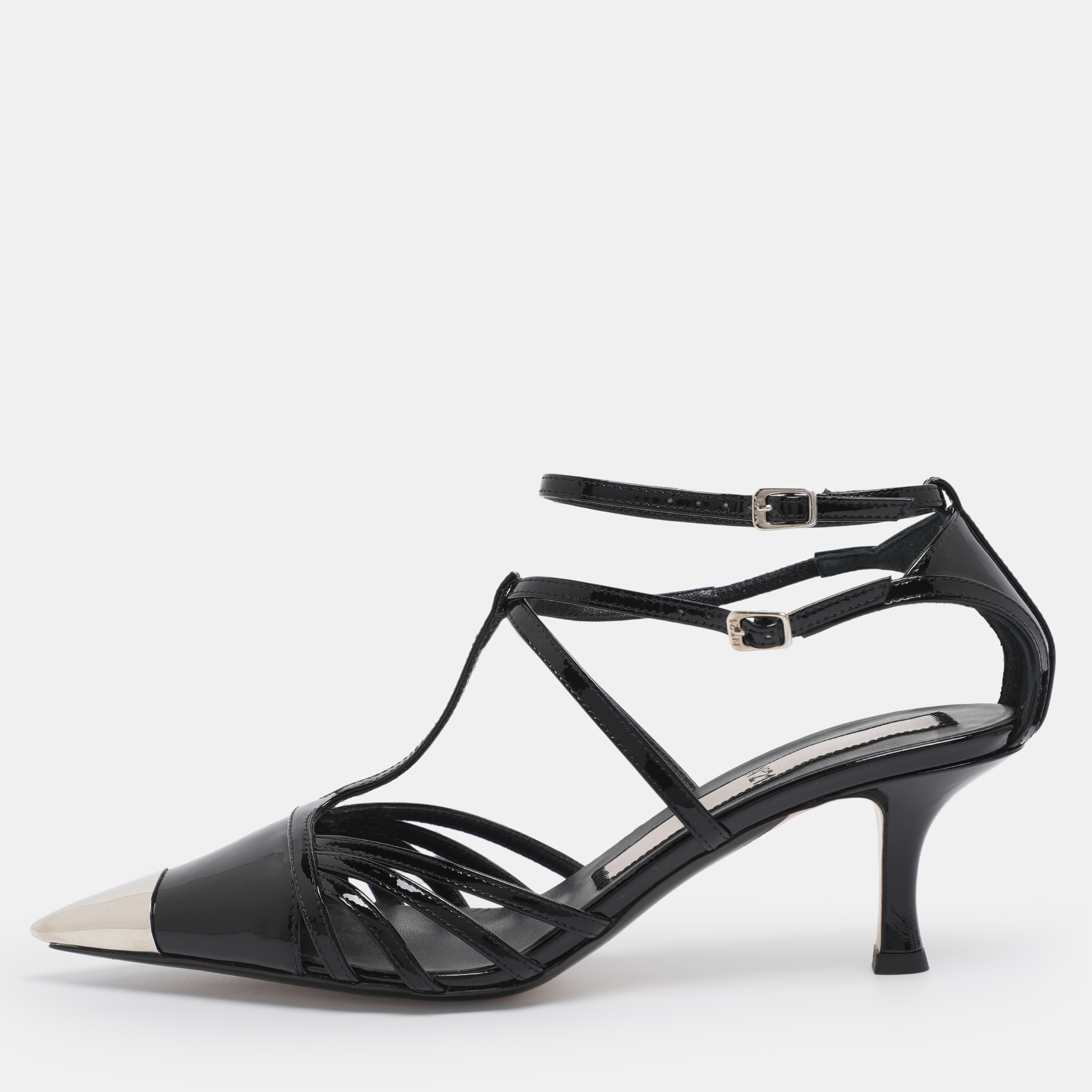 

Nº21 Black Patent Leather Ankle Strap Pumps Size 37.5