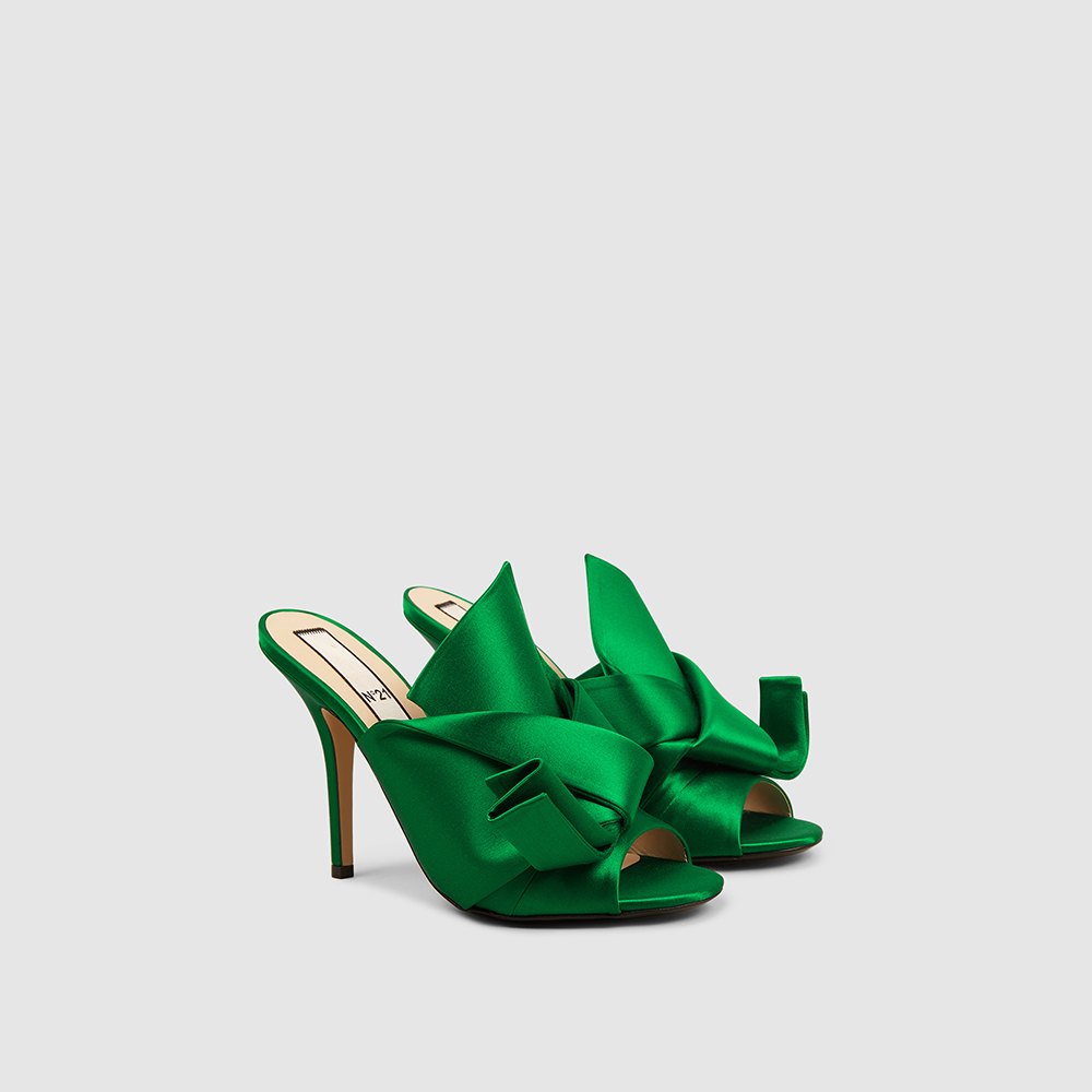 

N°21 Green Bow Satin Sandals IT