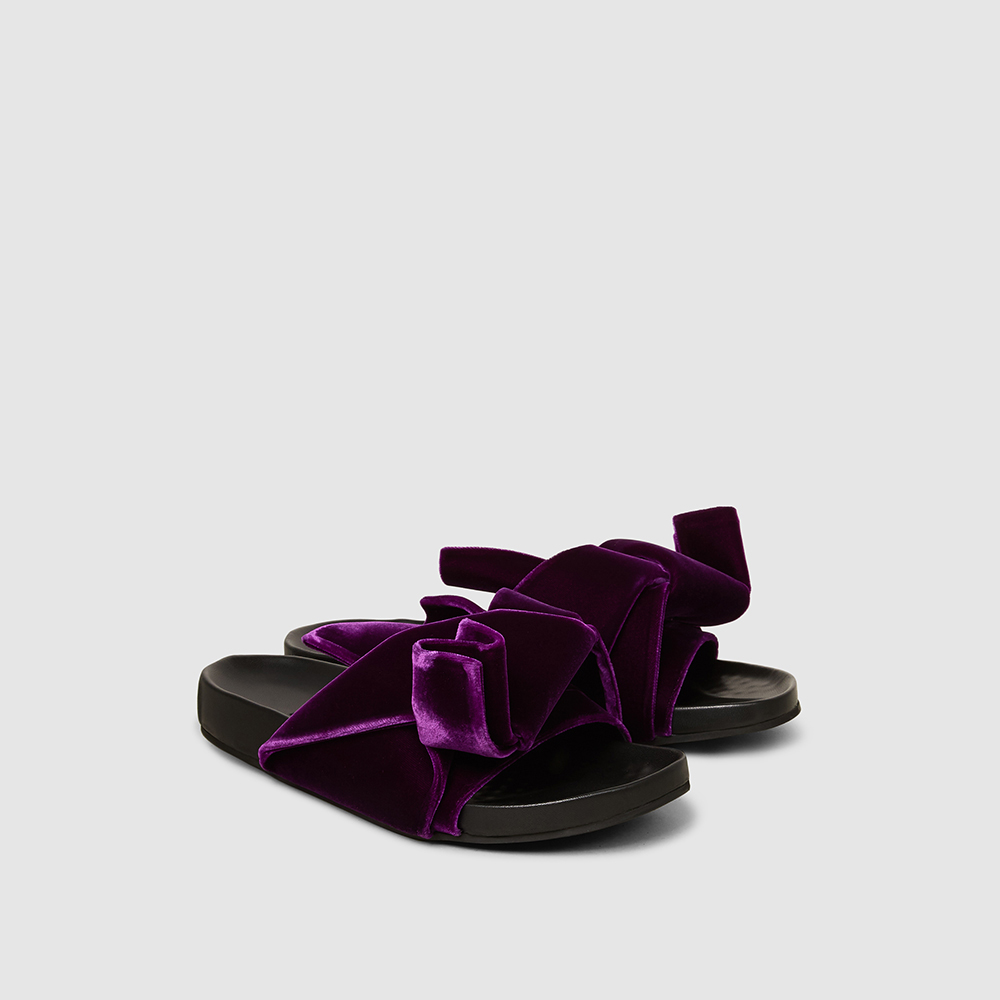 

N°21 Purple Bow Velvet Slides IT