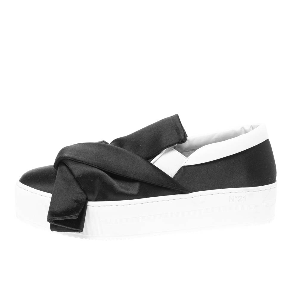 

N21 Satin Knotted Bow Slip On Sneakers Size, Black