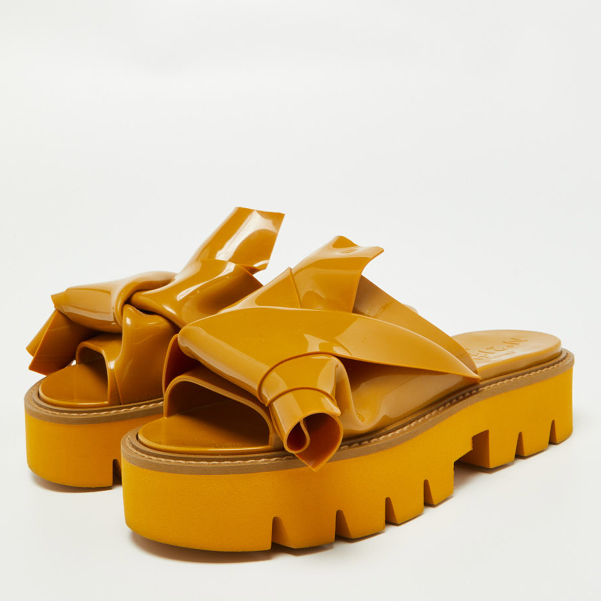 

N21 x Kartell Mustard Knotted Jelly Platform Slides Size, Yellow