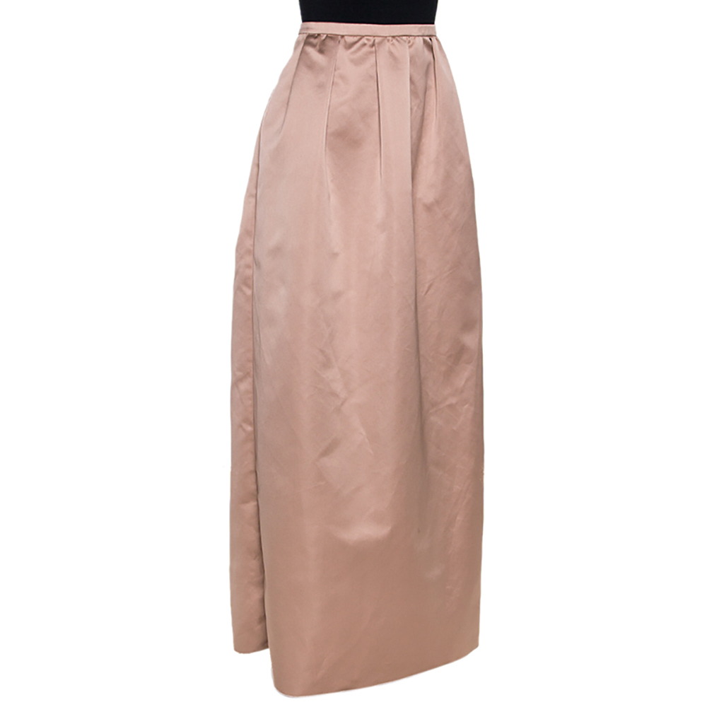 

N21 Champagne Satin Pleated Maxi Skirt, Pink