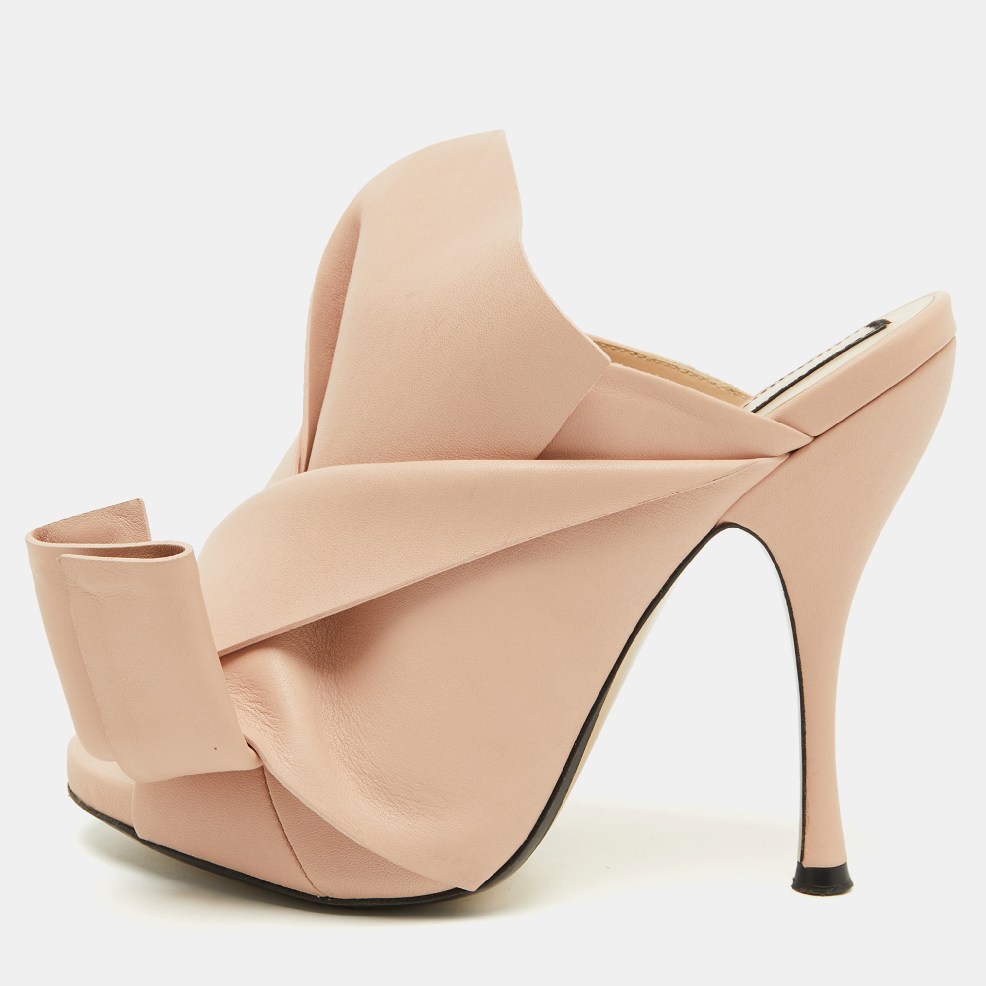 

Nº21 Beige Leather Raso Knot Mules Size