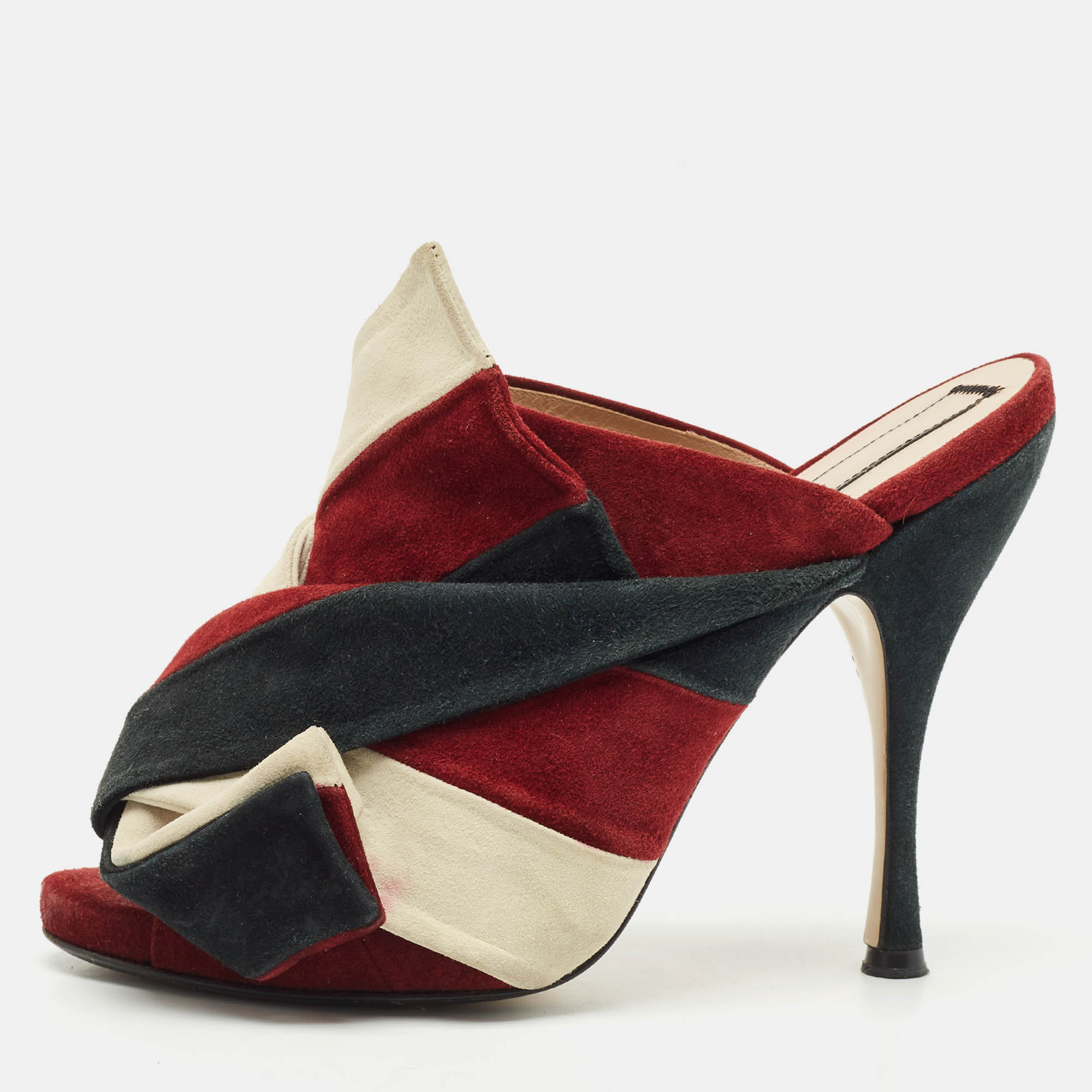 

N°21 Multicolor Suede Ronny Pleated Mules Size