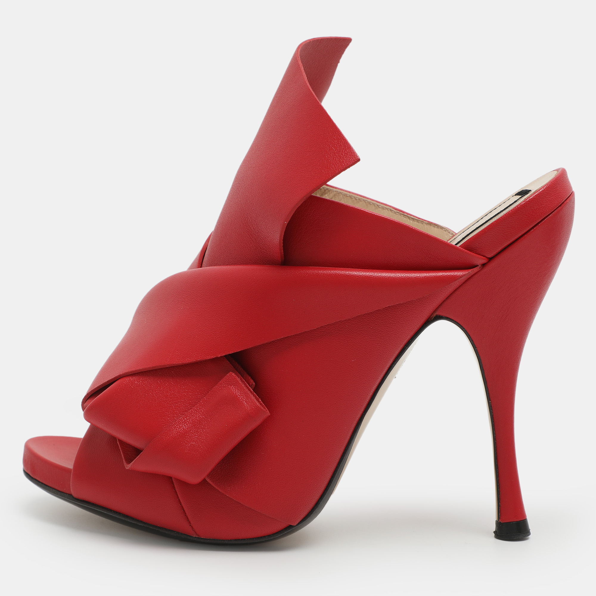 

N21 Raso Knot Size  Red Leather Mules