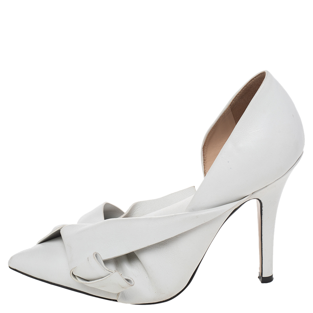 

N21 White Leather Knot Pumps Size