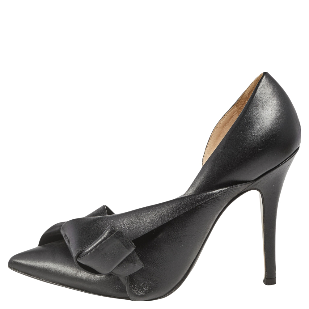 

Nº21 Black Leather Knot Pointed Toe Pumps Size