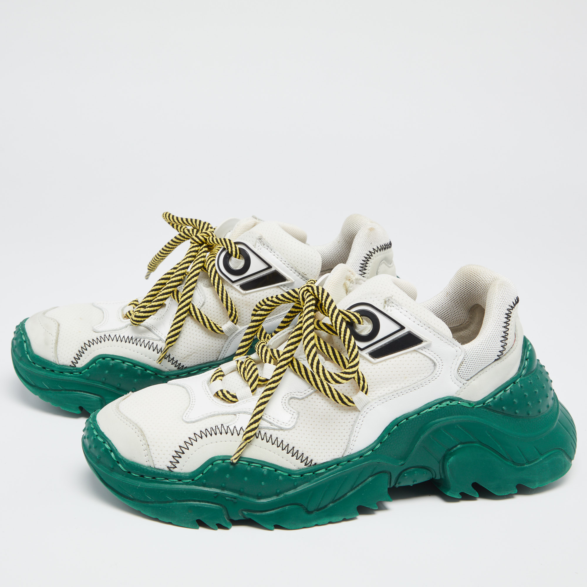

N°21 White/Green Leather and Mesh Billy Sneakers Size