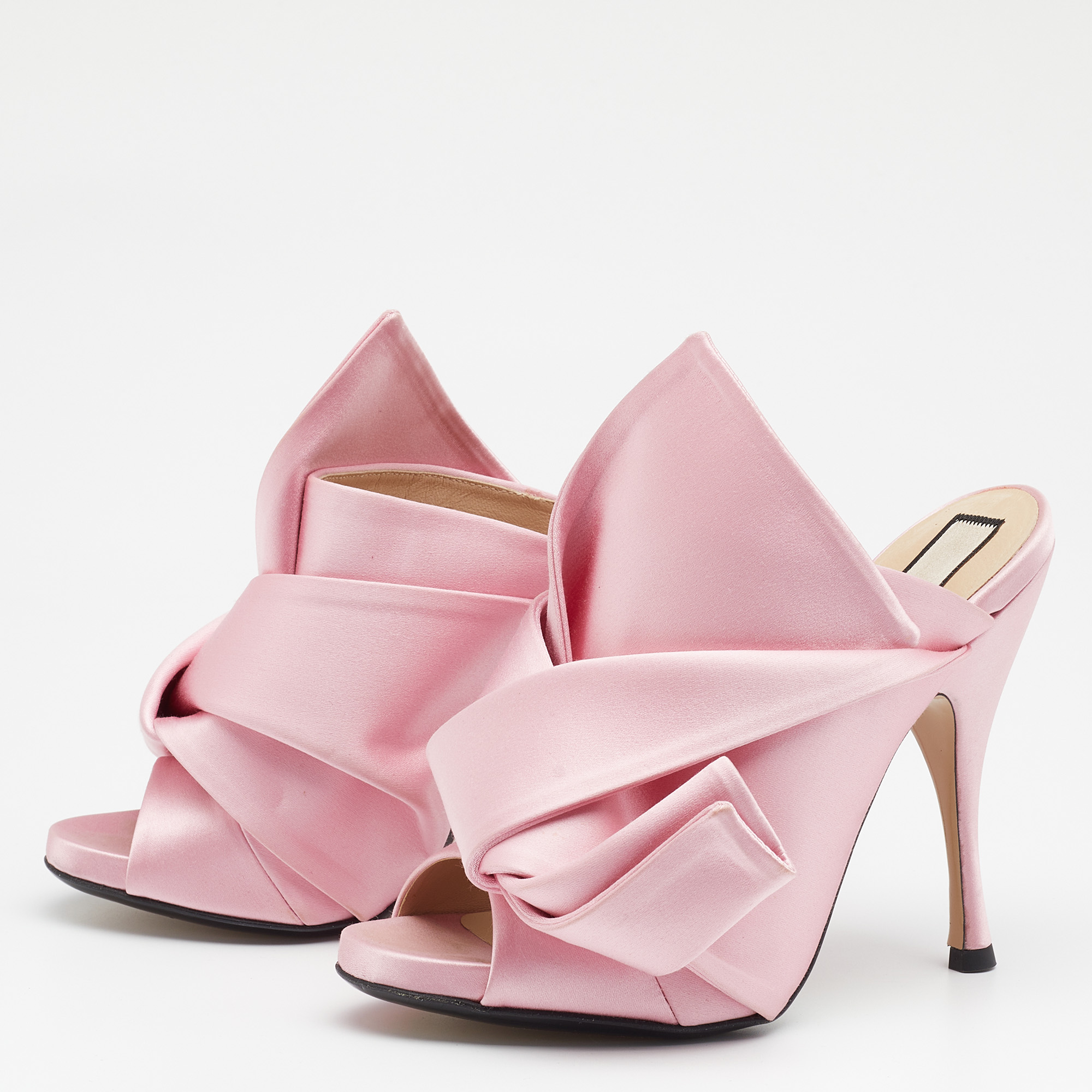 

Nº21 Pink Satin Raso Knotted Mules Size