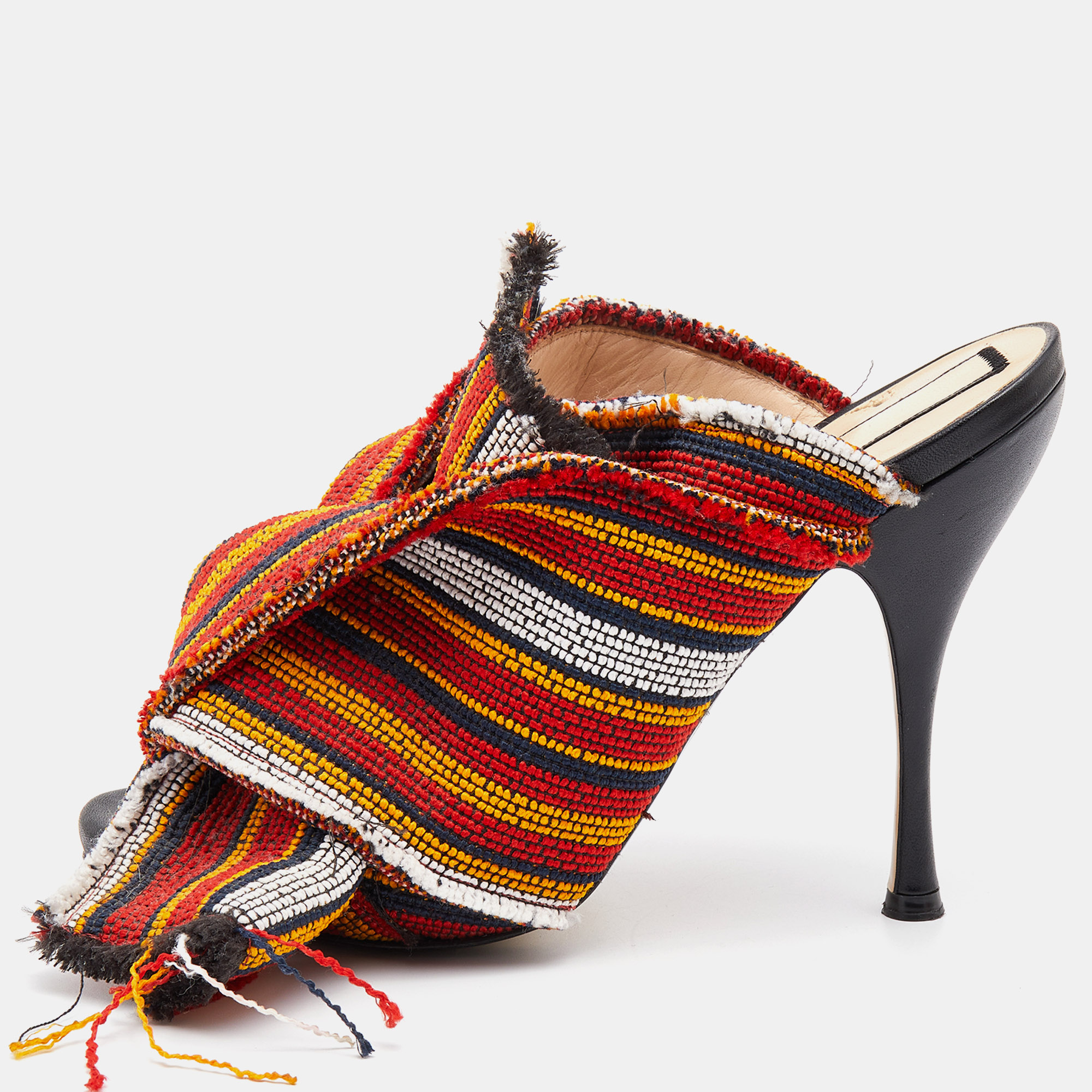 N21 Multicolor Fabric Raso Knot Open Toe Mules Size 41