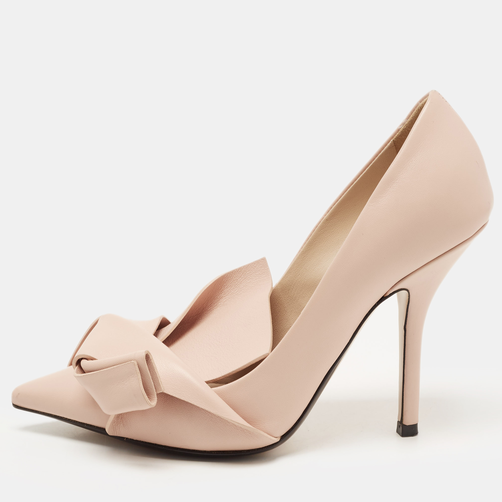 

Nº21 Pink Leather Knot Pointed Toe Pumps Size