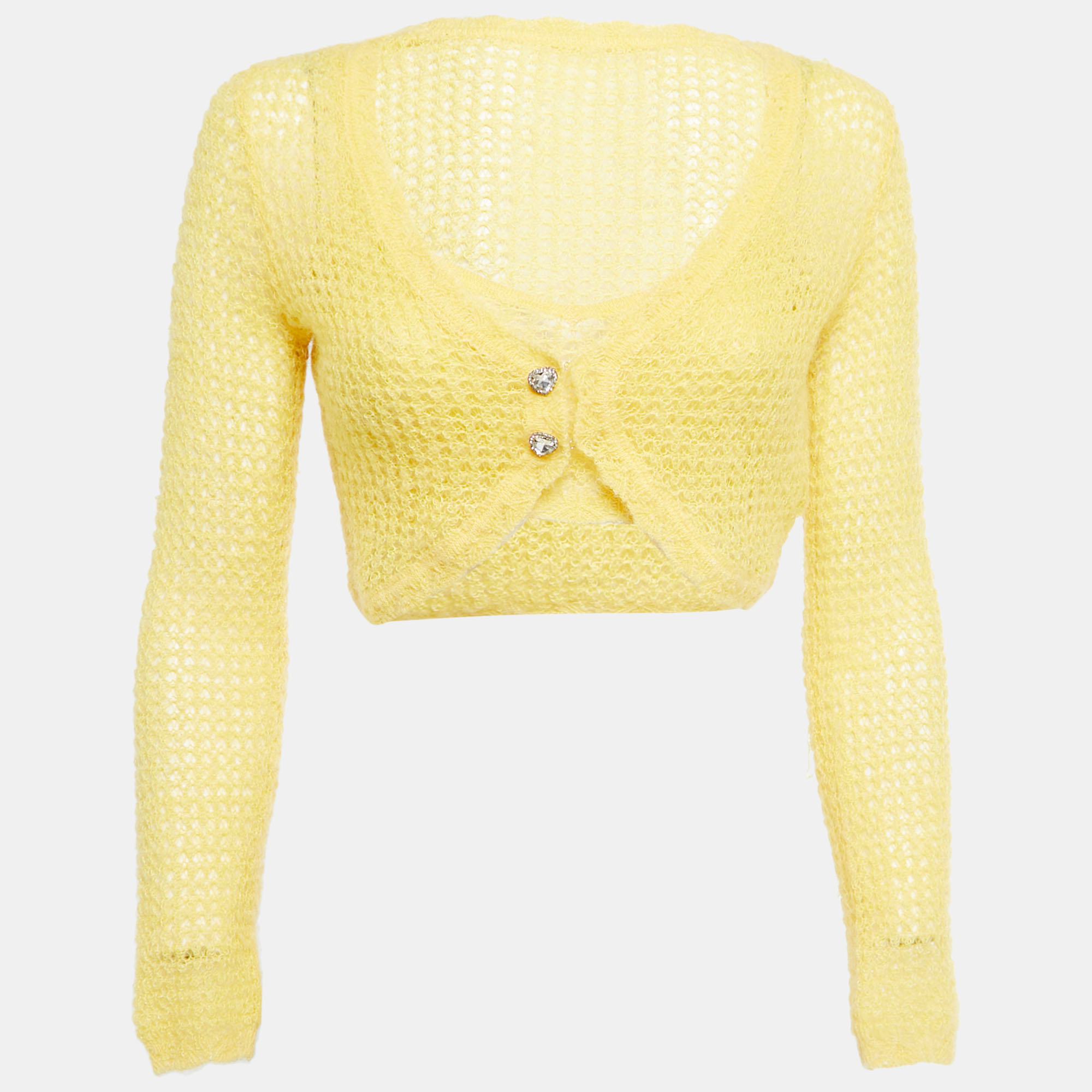 Pre-owned Nana Jacqueline Yellow Knit Cardigan Set M
