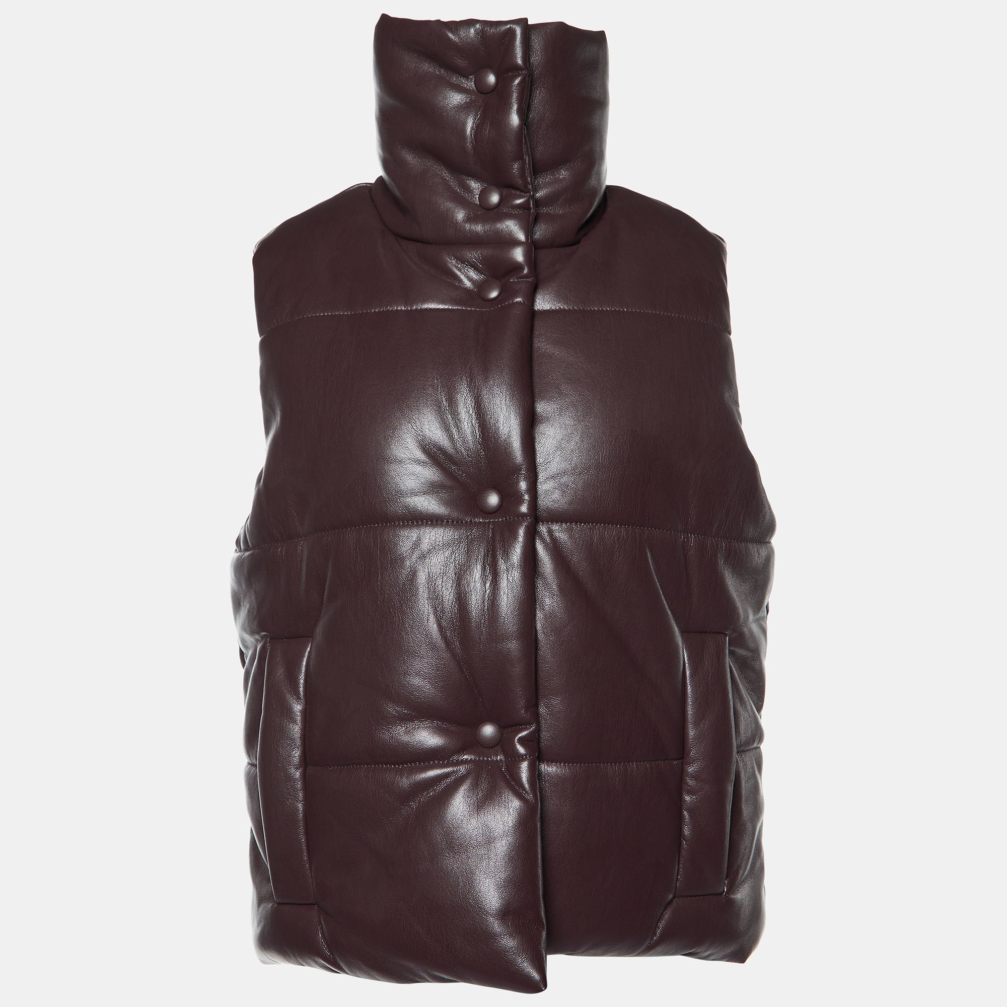 

Nanushka Burgundy Quilted Faux Leather Vest Jacket M