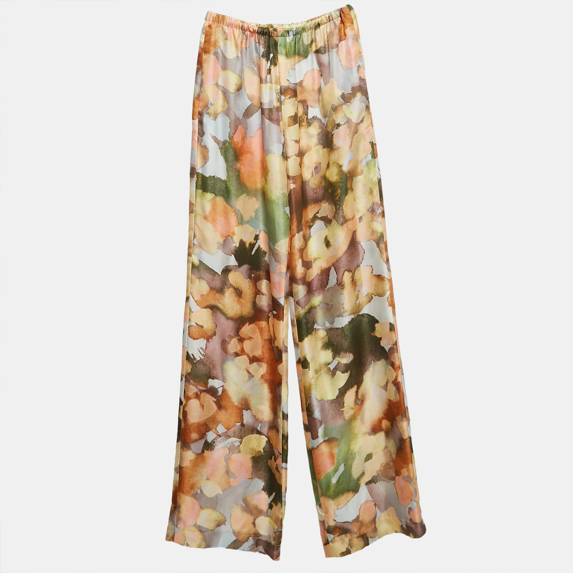 

Nanushka Multicolor Watercolor Print Silk Trousers XS