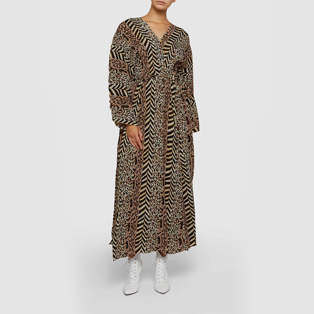 

NANUSHKA Brown Chul Animal Print Belted Dress