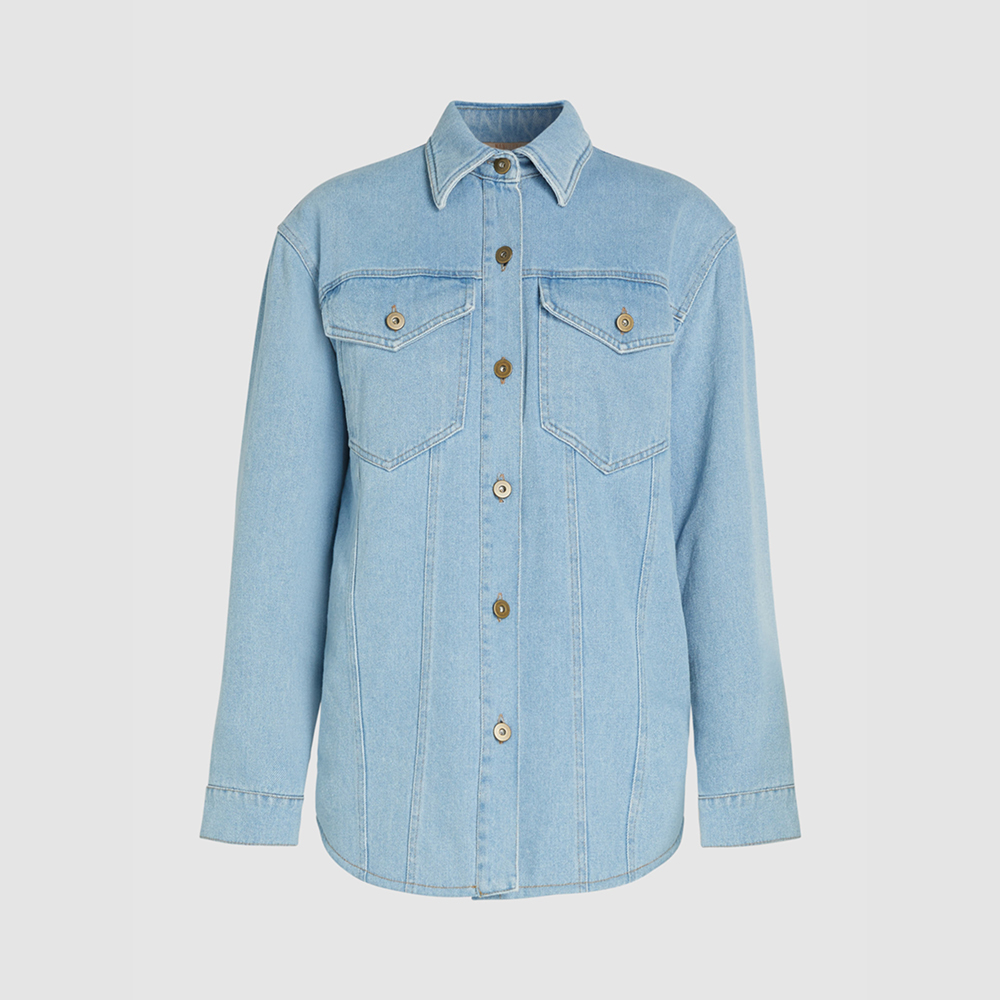 Pre Owned NANUSHKA LIGHT DENIM Nusta Faux-Shearling Lined Denim Jacket M