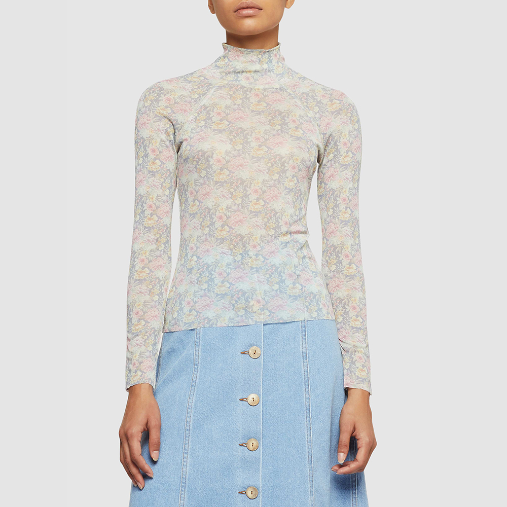 

NANUSHKA Pink Madi Floral Print Turtleneck Top