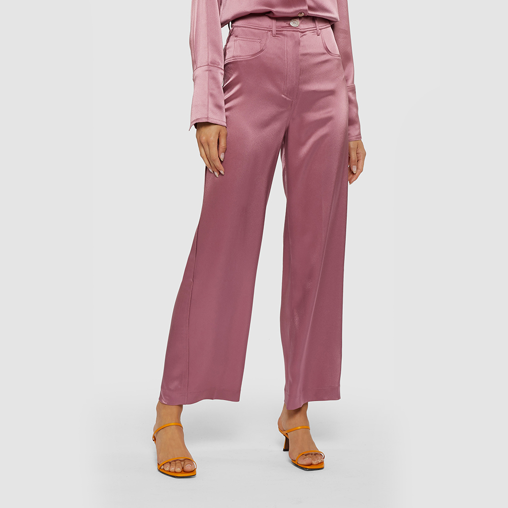 

NANUSHKA Pink Marfa Wide Leg Silk Trousers