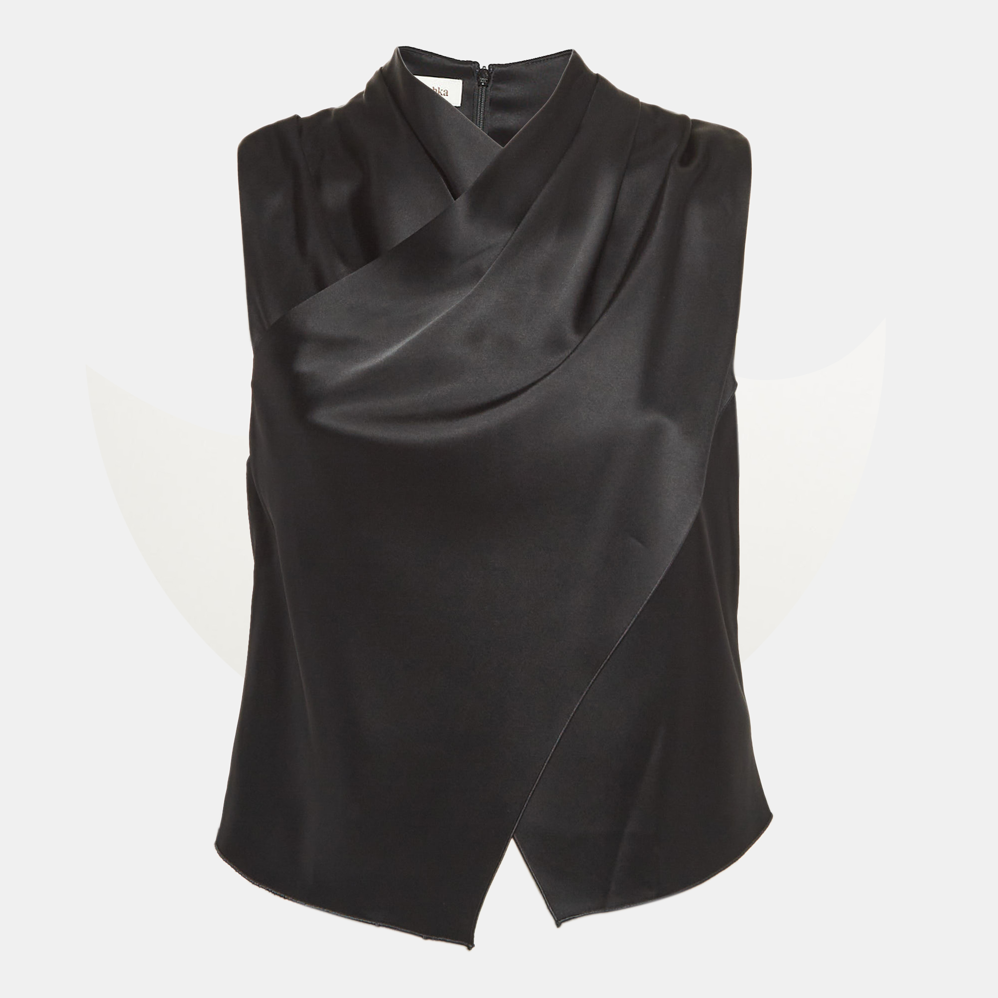 

Nanushka Black Satin Draped Sleeveless Top M