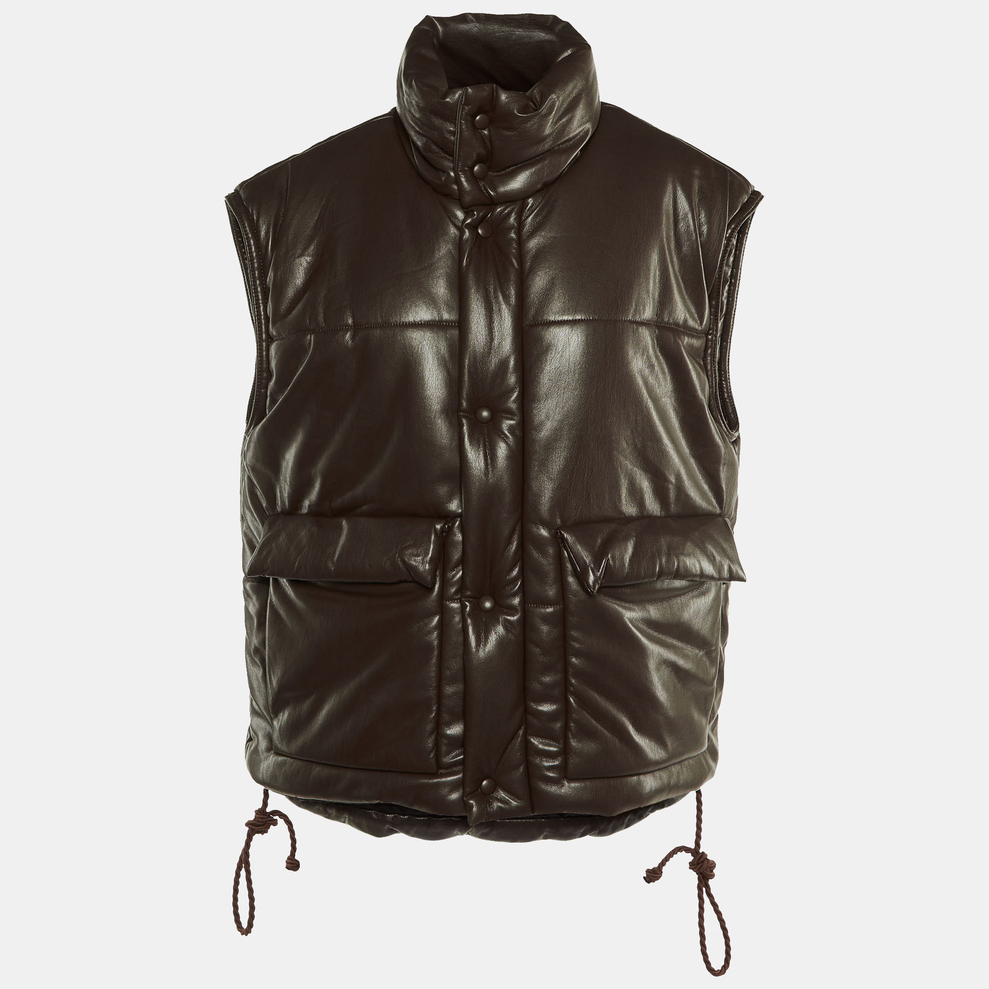 

Nanushka Dark Brown Quilted Faux Leather Vest Jacket M