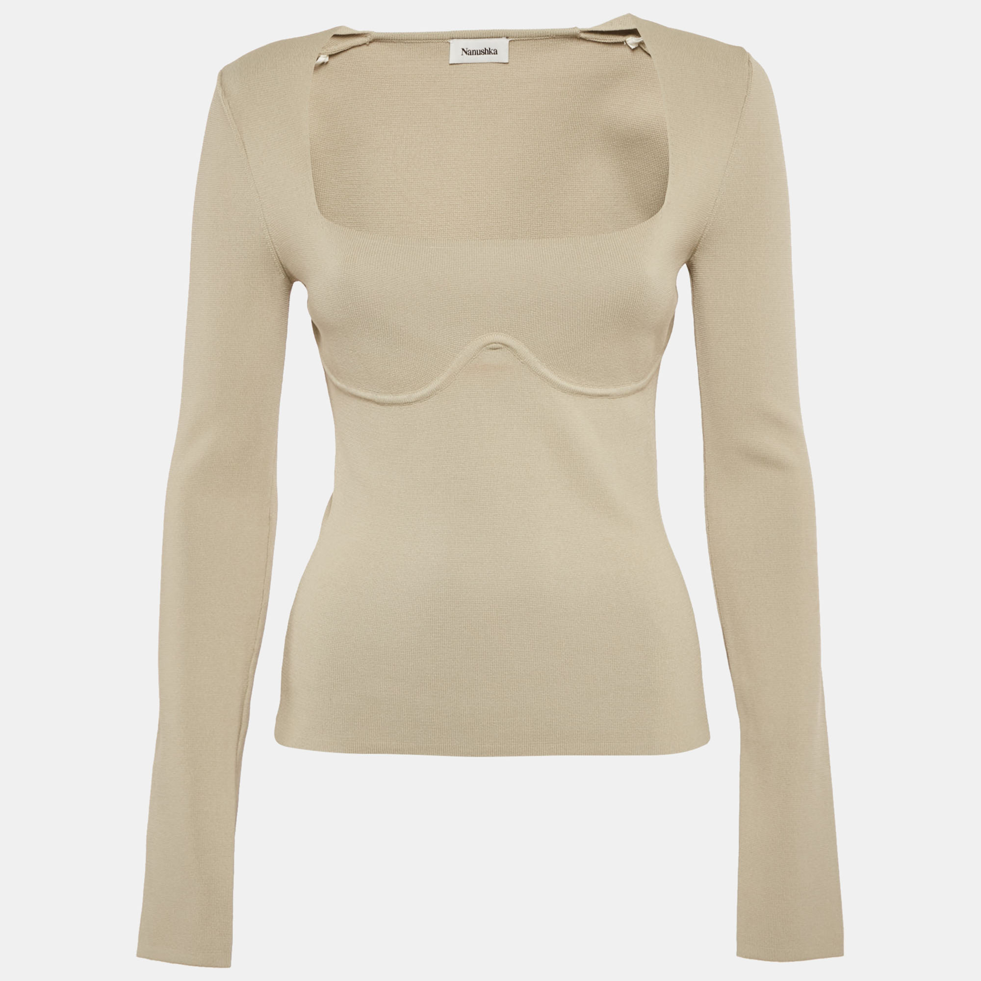 

Nanushka Grey Stretch Knit Mio Top S