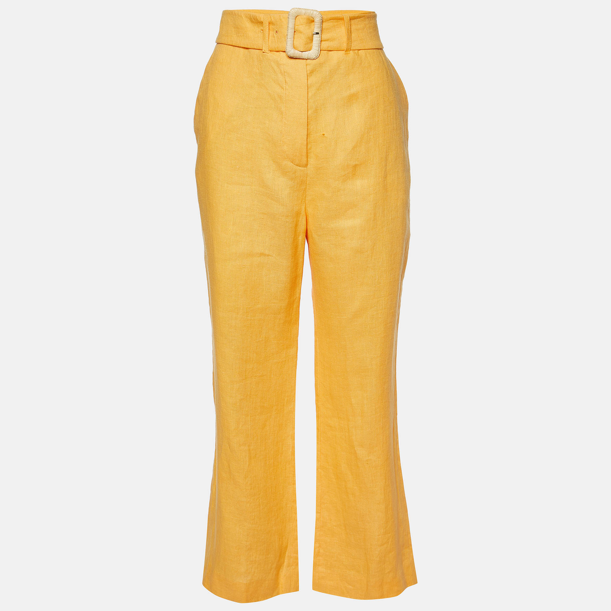 Pre-owned Nanushka Orange Linen Wide Leg Trousers M