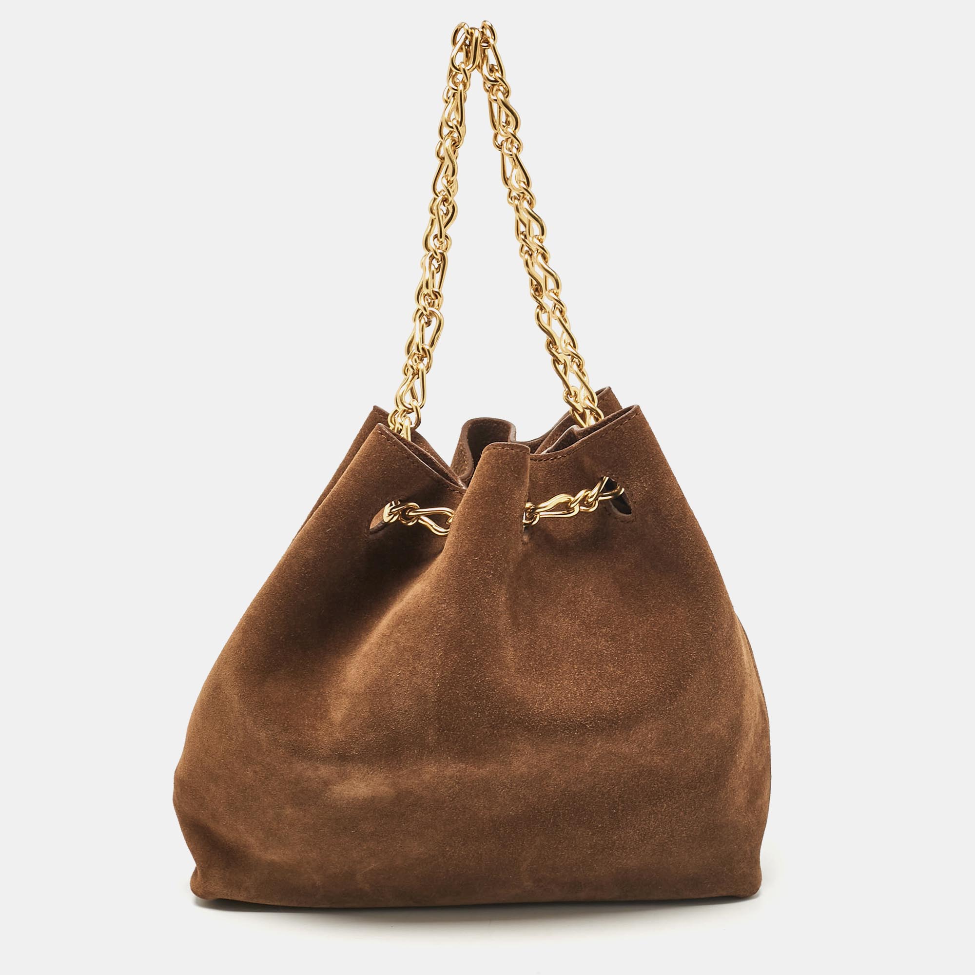 

Nanushka Brown Suede The Gather Bucket Bag