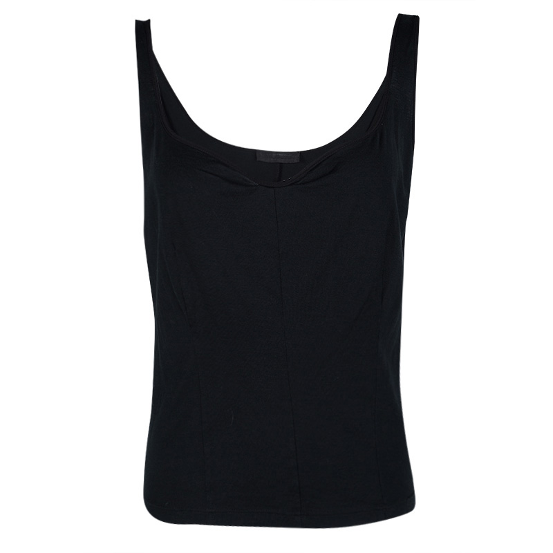 Pre Owned توب نارسيسو رودريغيز أزرق كحلي حواف متباينة بلا أكمام M