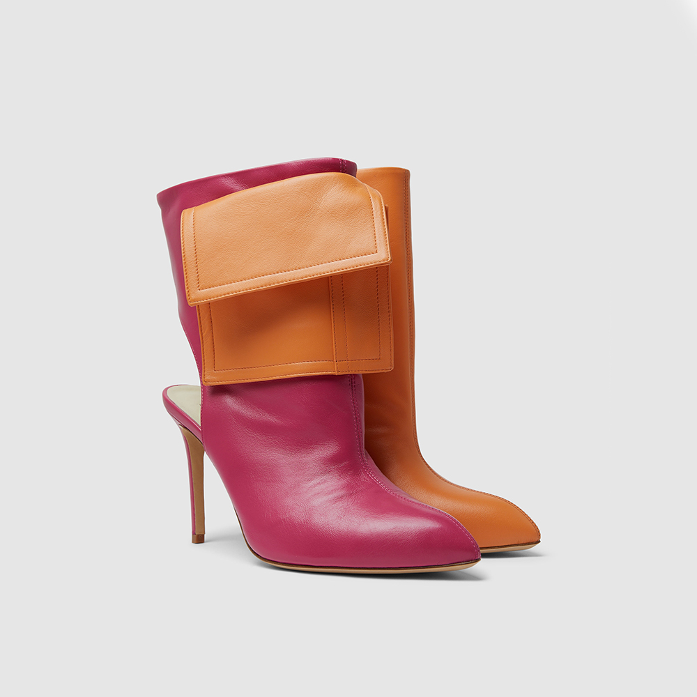 

Natasha Zinko Multicoloured Two-Tone Pocket-Detail Leather Ankle Boots FR, Multicolor