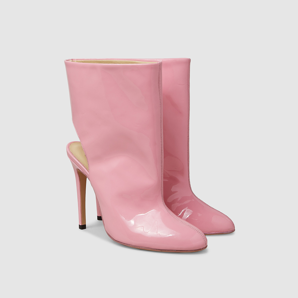 

Natasha Zinko Pink Open-Back Patent-Leather Ankle Boots IT