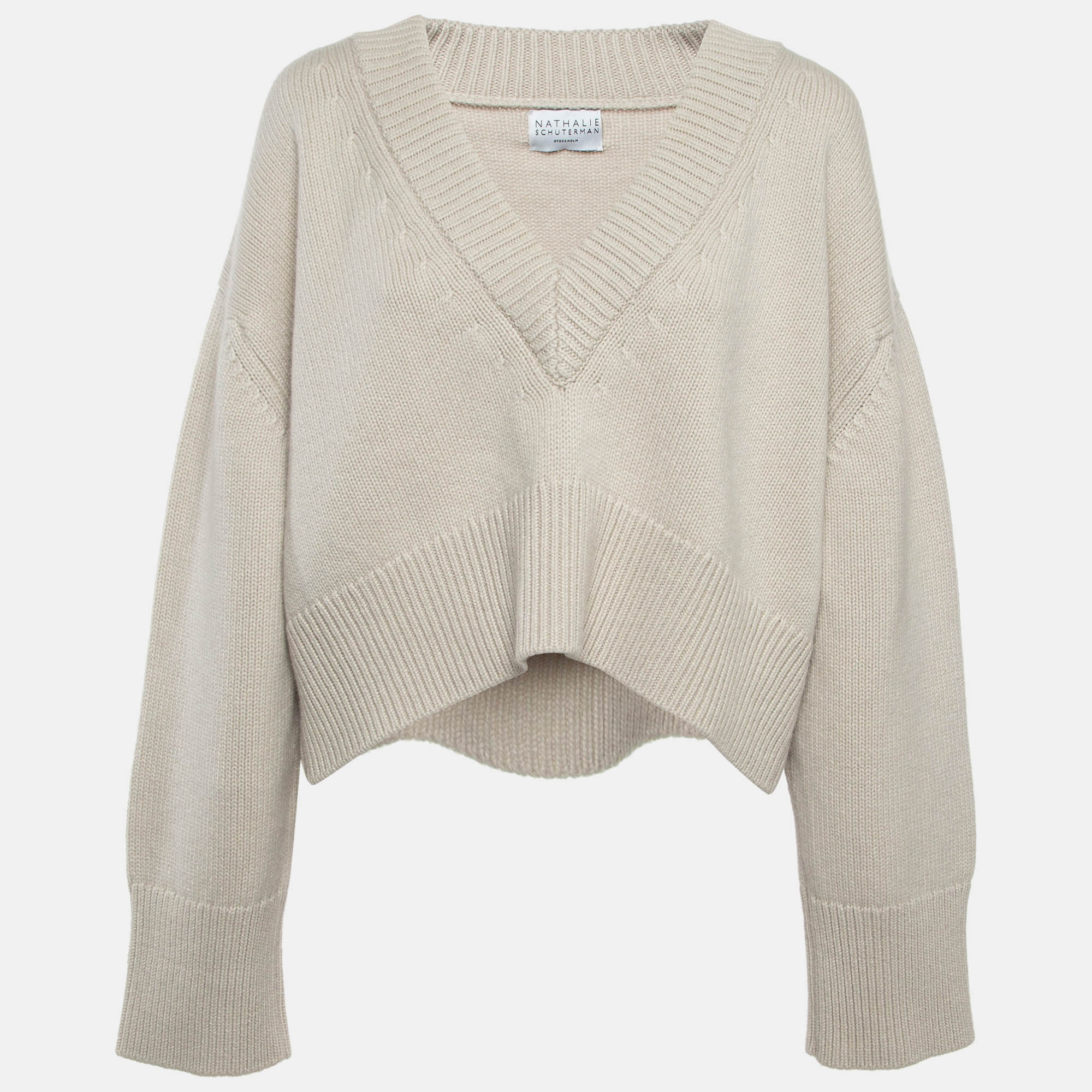 

Nathalie Schuterman Cream Cashmere Knit Crop Sweater S/M