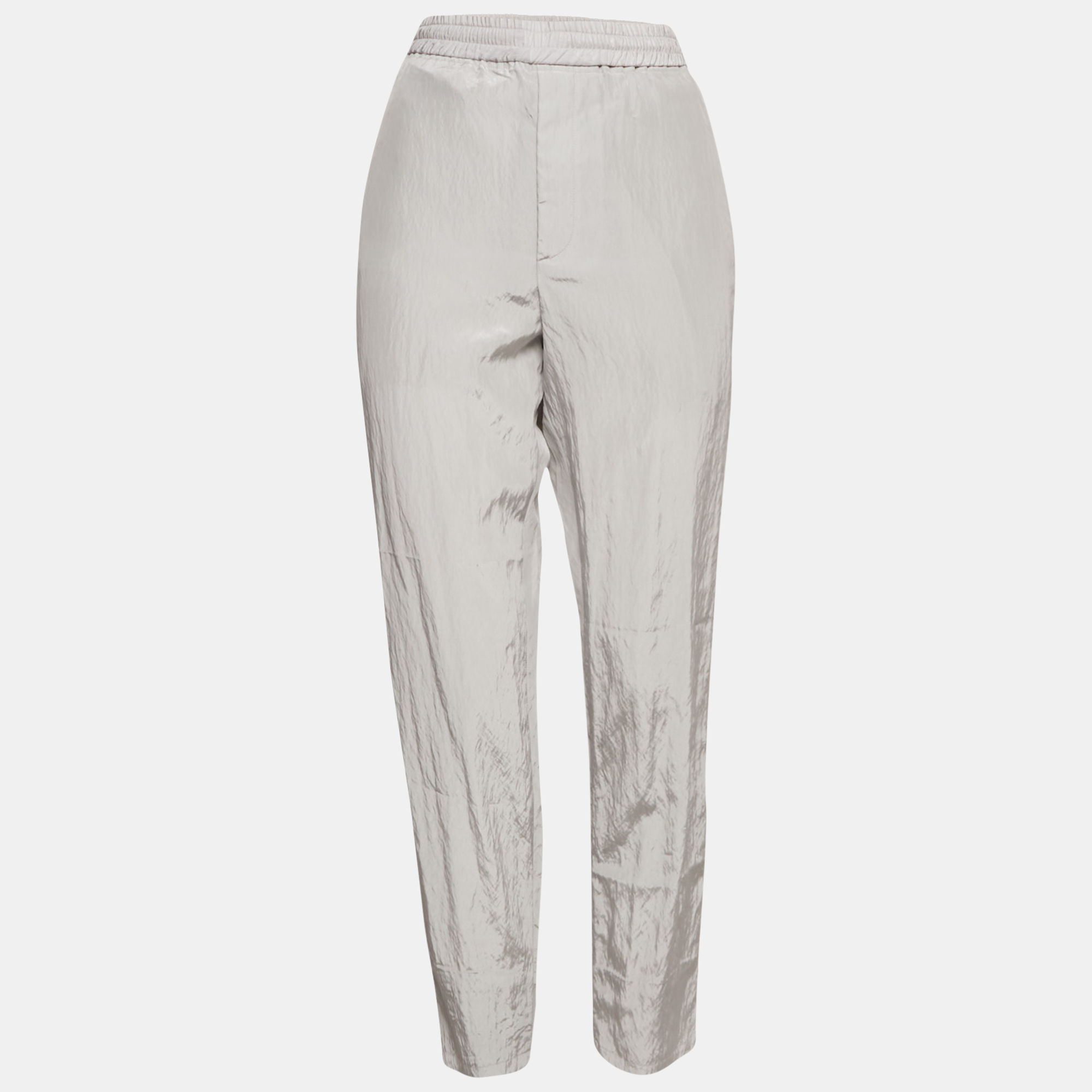 

Neil Barrett Silver Reflective Synthetic Slim Fit Low Rise Trousers L