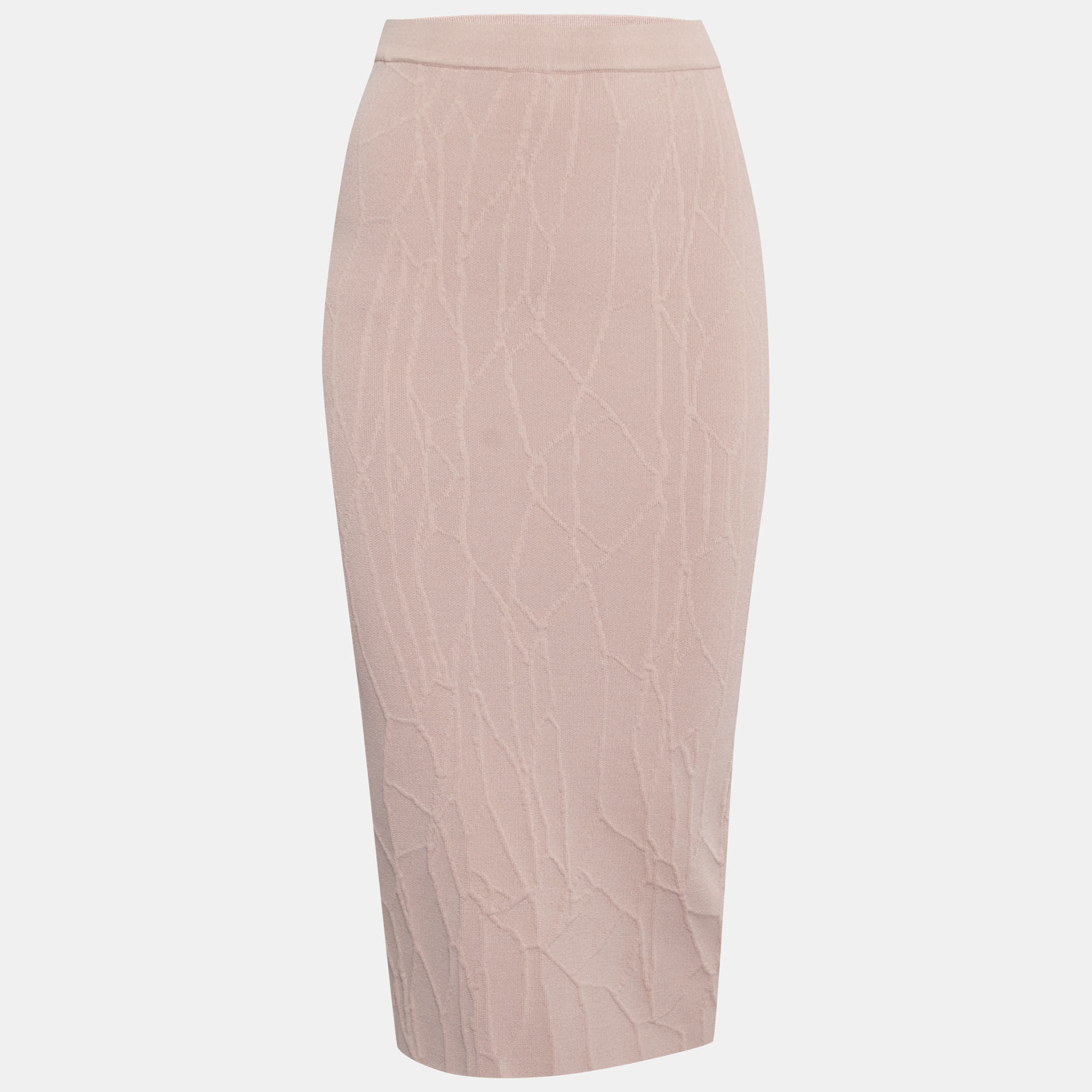 Jonathan Simkhai Blush Pink Textured Intarsia Knit Midi Pencil Skirt XS