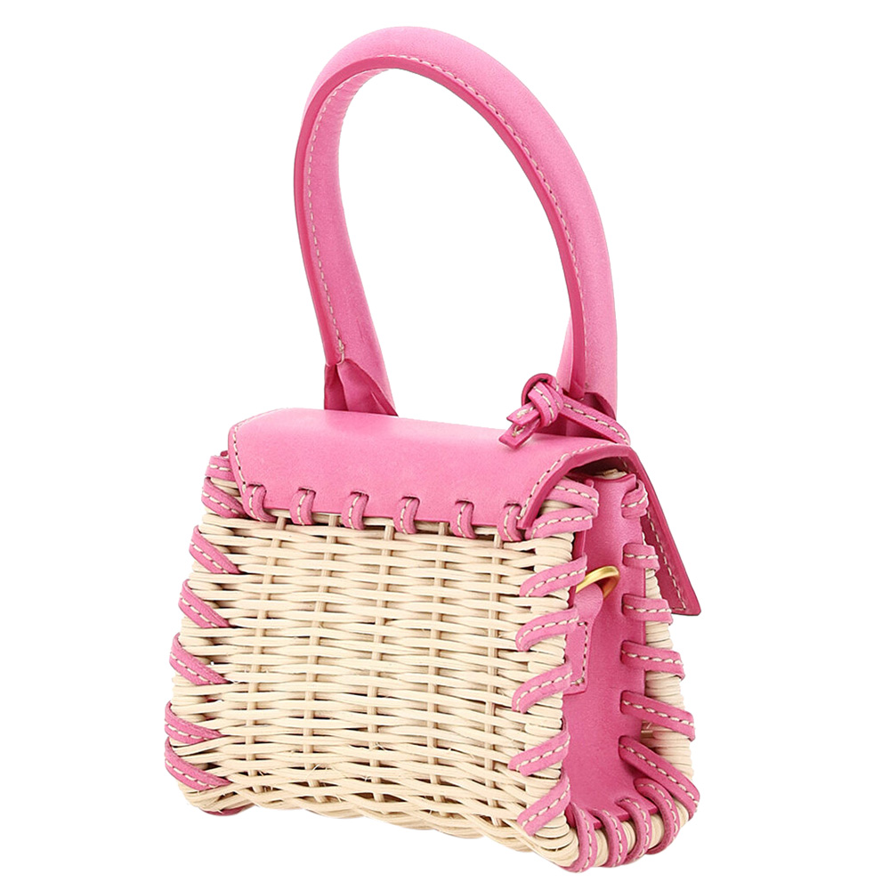 

Jacquemus Pink Wicker/Leather Le Chiquito Micro Bag, Multicolor