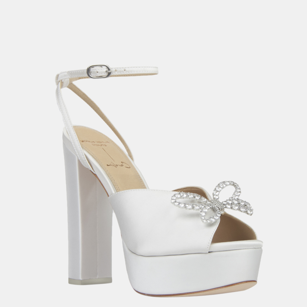 

Black Suede Studio x Caroline Stanbury Cream Satin Caroline Sandals Size